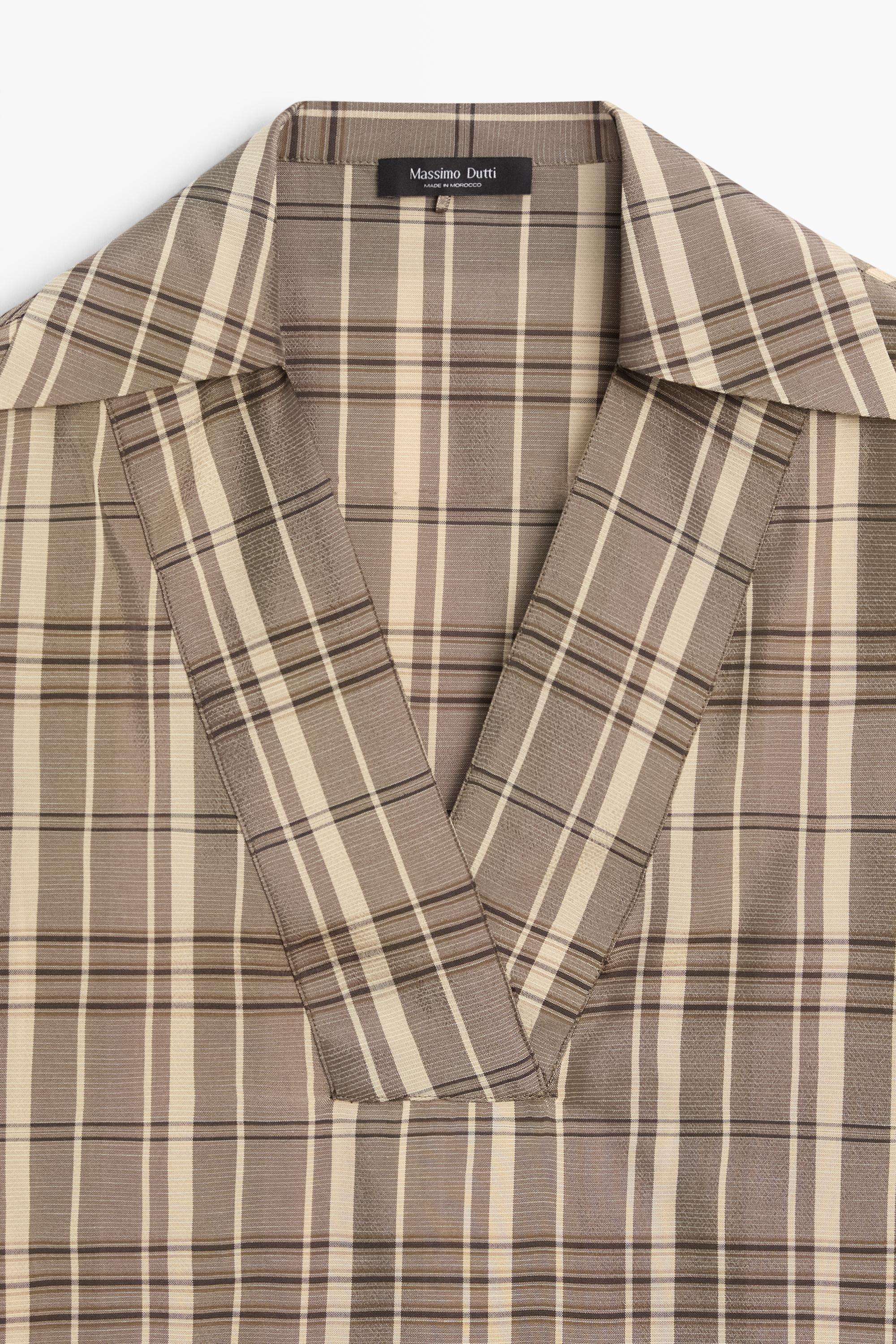 Oversize check polo shirt — GREY