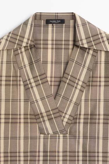 Oversize check polo shirt — GREY 9