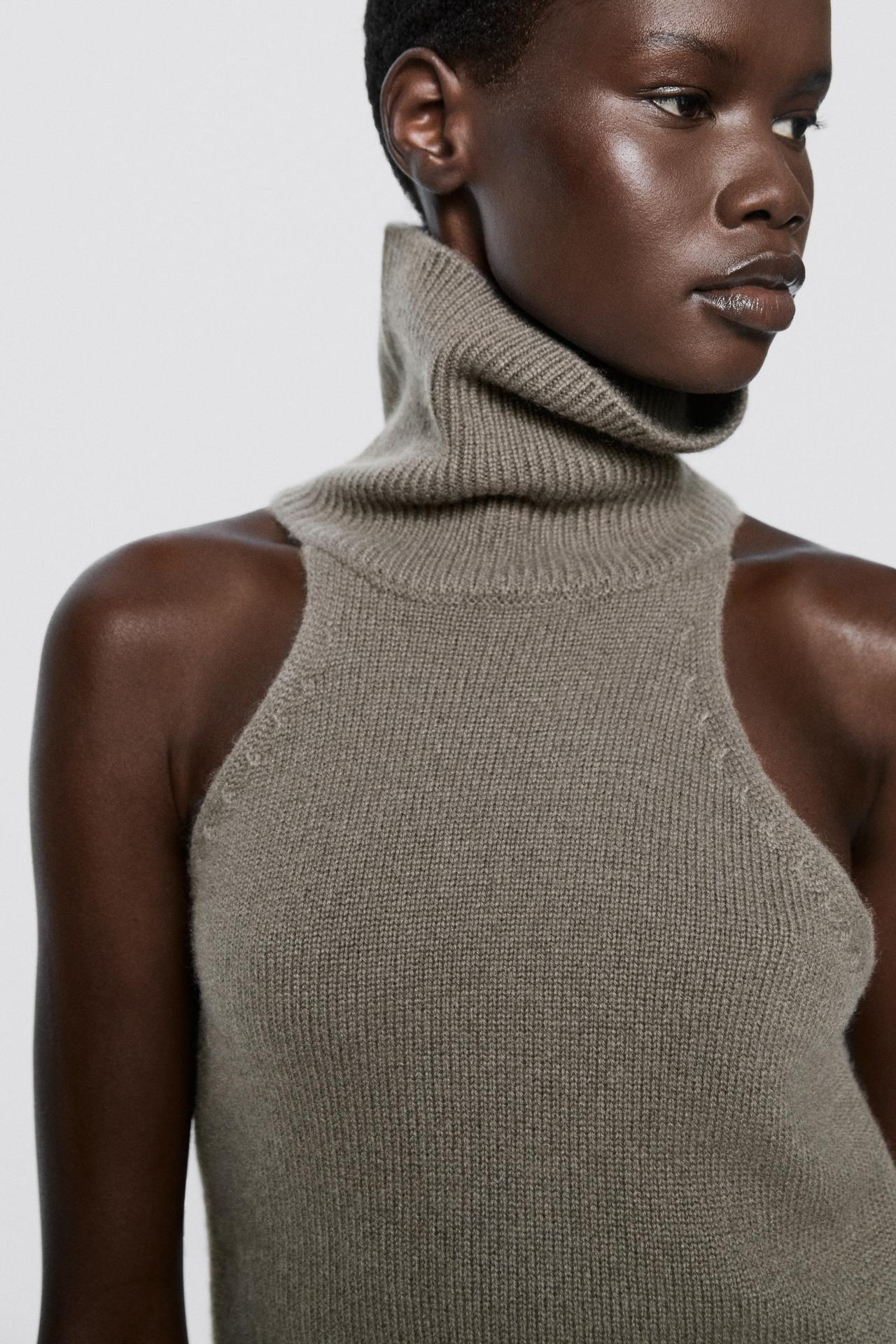 100% Cashmere Halter Knit Top - LIMITED EDITION — MOLE BROWN