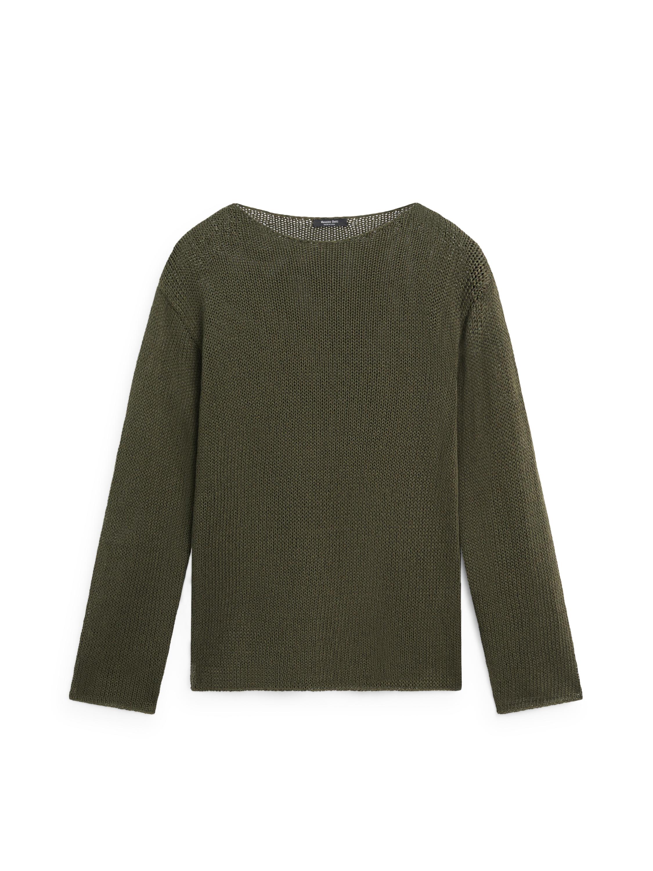 Cotton blend cutwork sweater — DARK GREEN