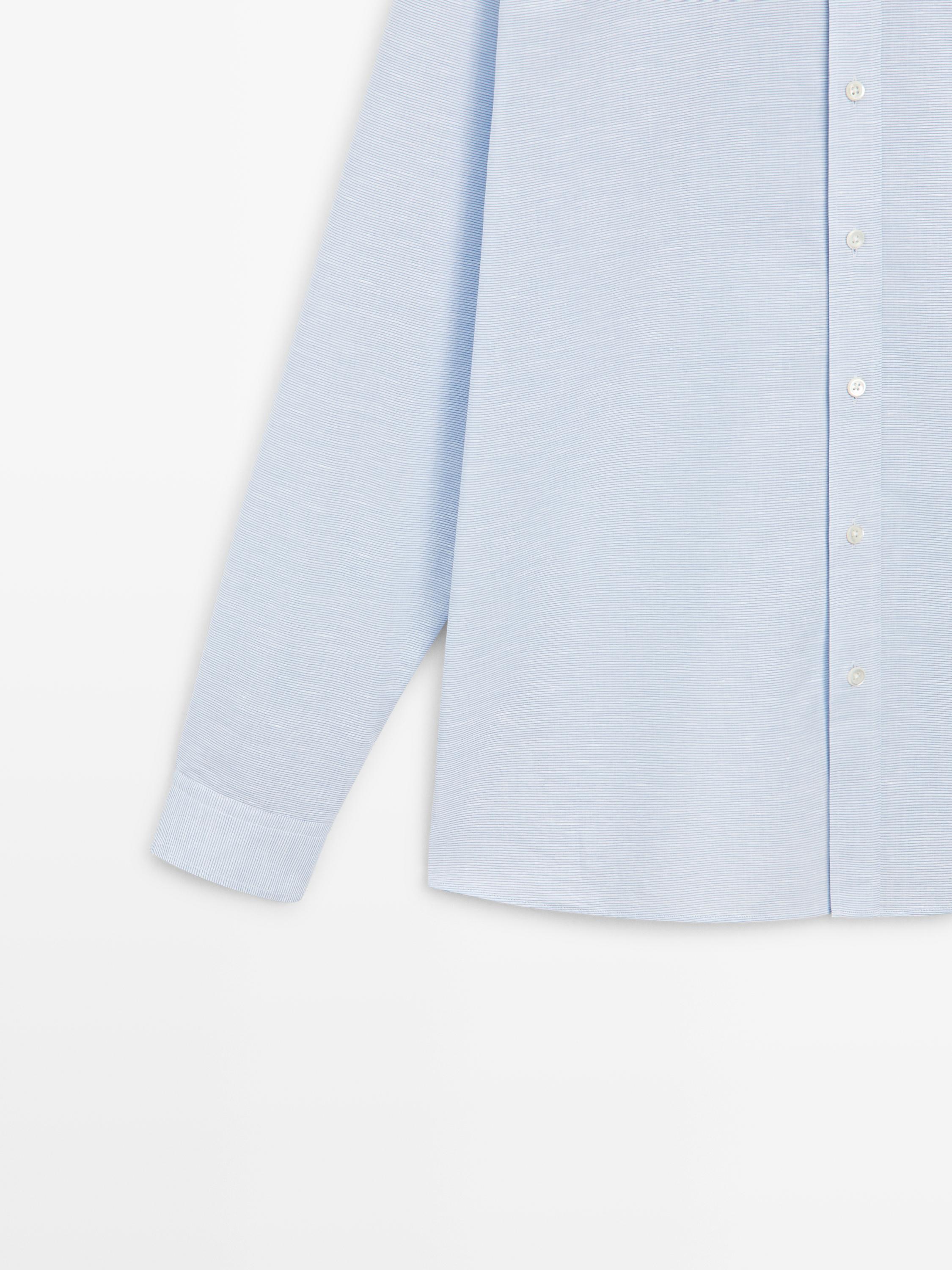 Regular fit linen blend shirt — SKY BLUE