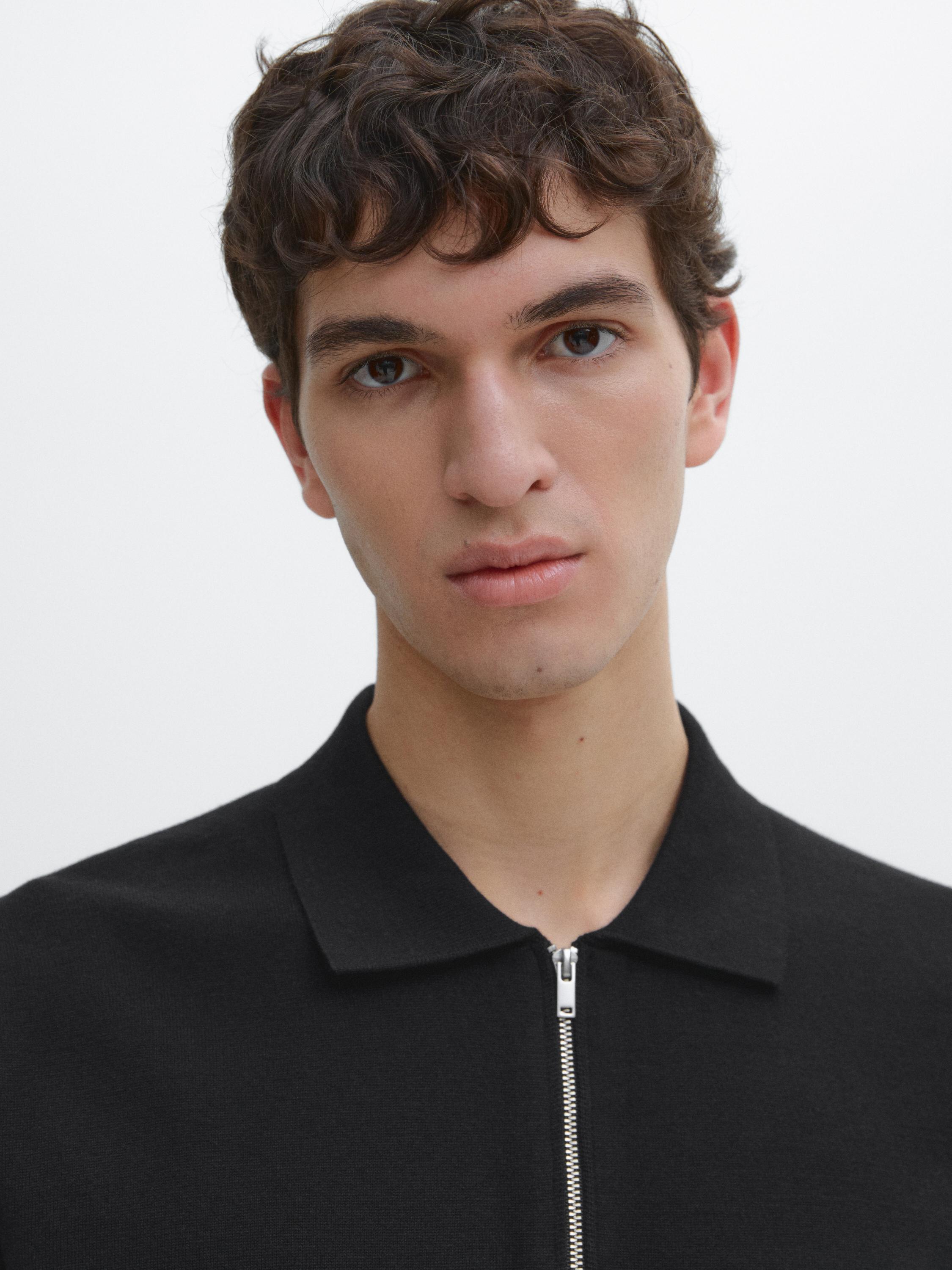 Polo punto cuello mock cremallera