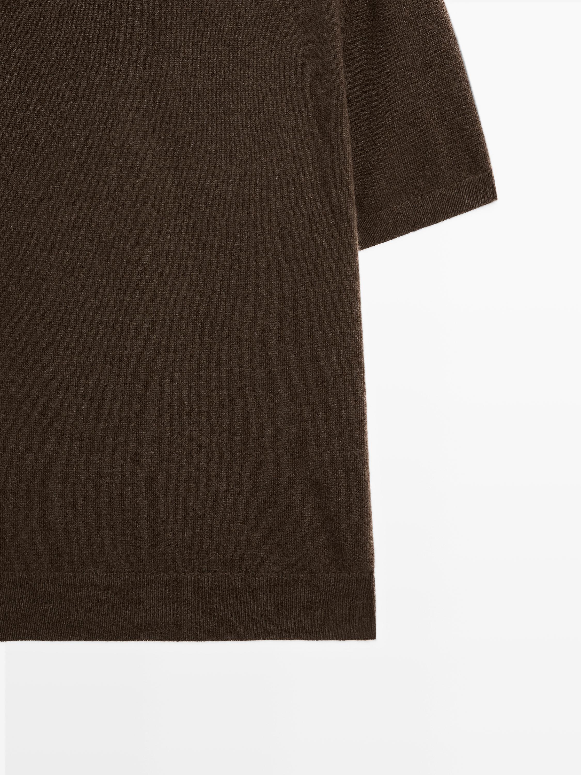 Knit 100% cashmere crew neck sweater — BROWN