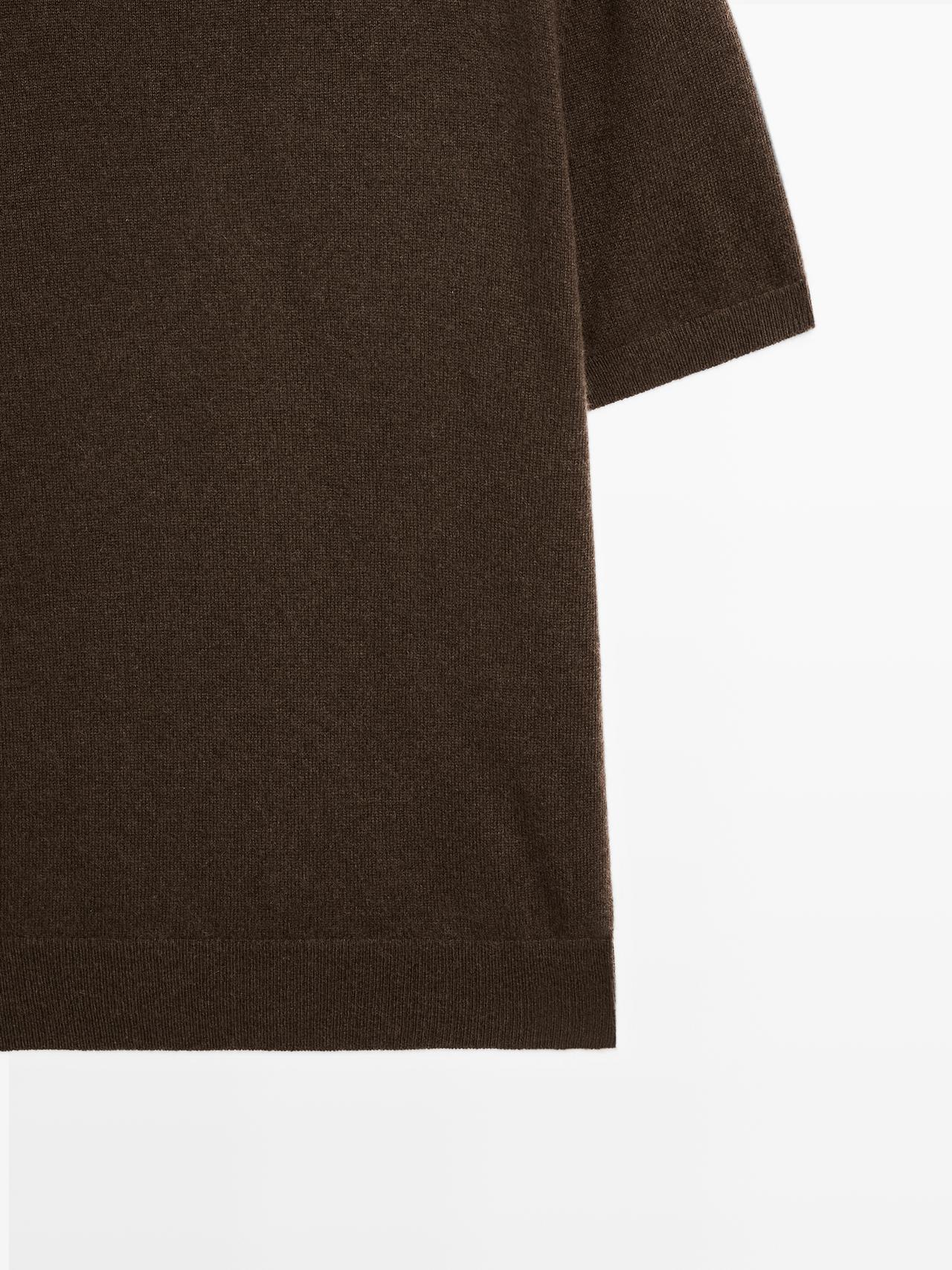 Knit 100% cashmere crew neck sweater — BROWN