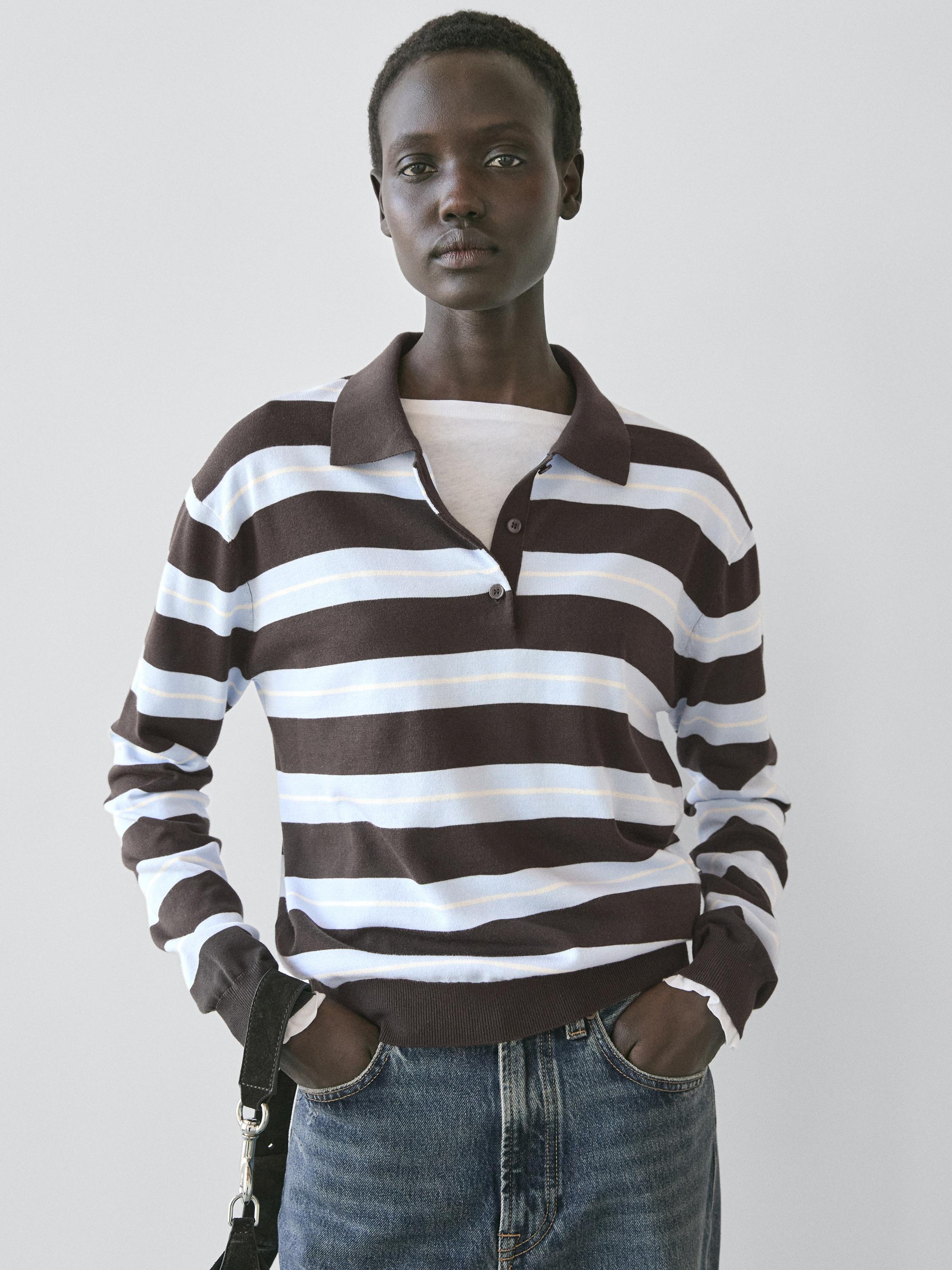 Jersey polo punto rayas algodón