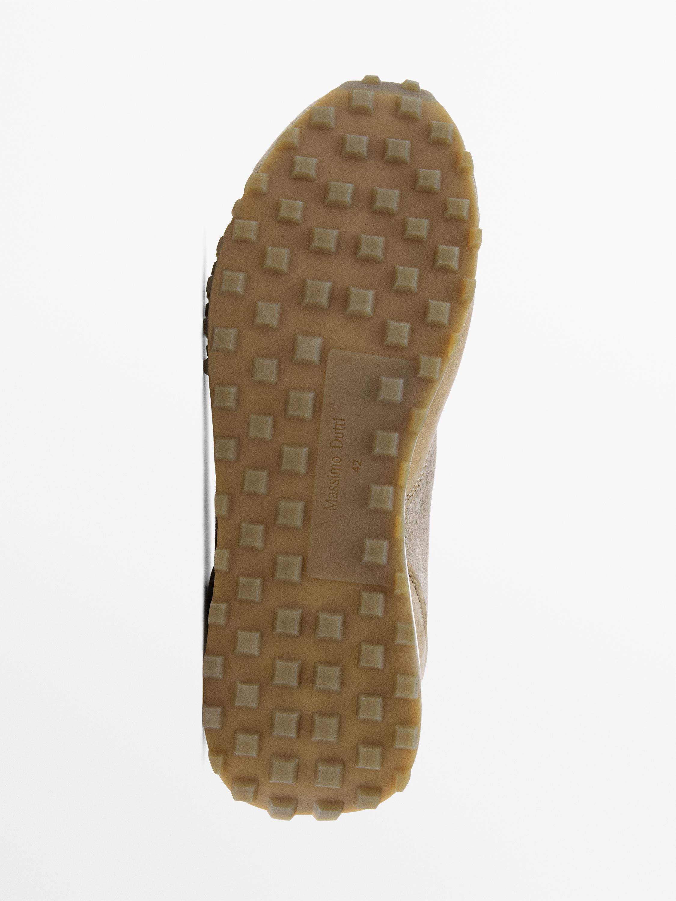 Contrast leather trainers — MINK