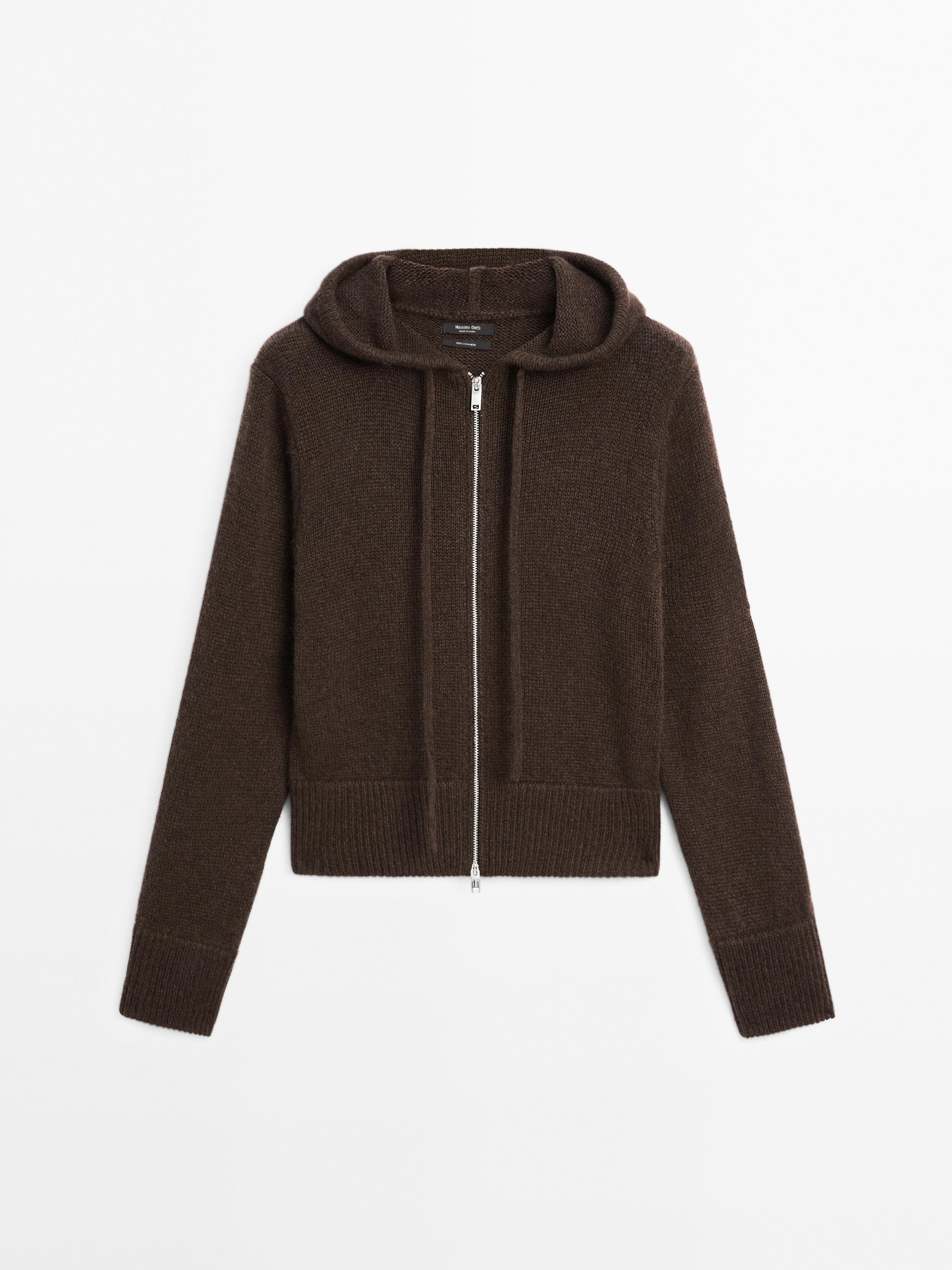 100% cashmere cardigan with hood