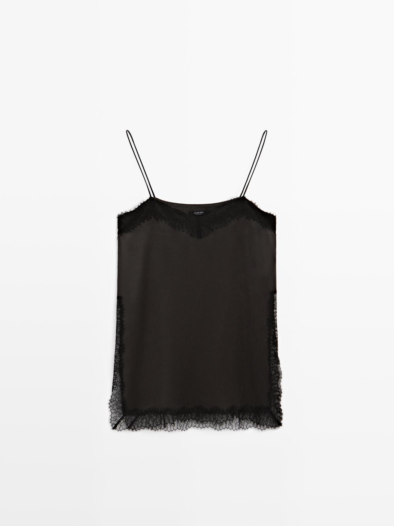 Massimo Dutti - Dame - Underkjole Med Slidser - Brun - L