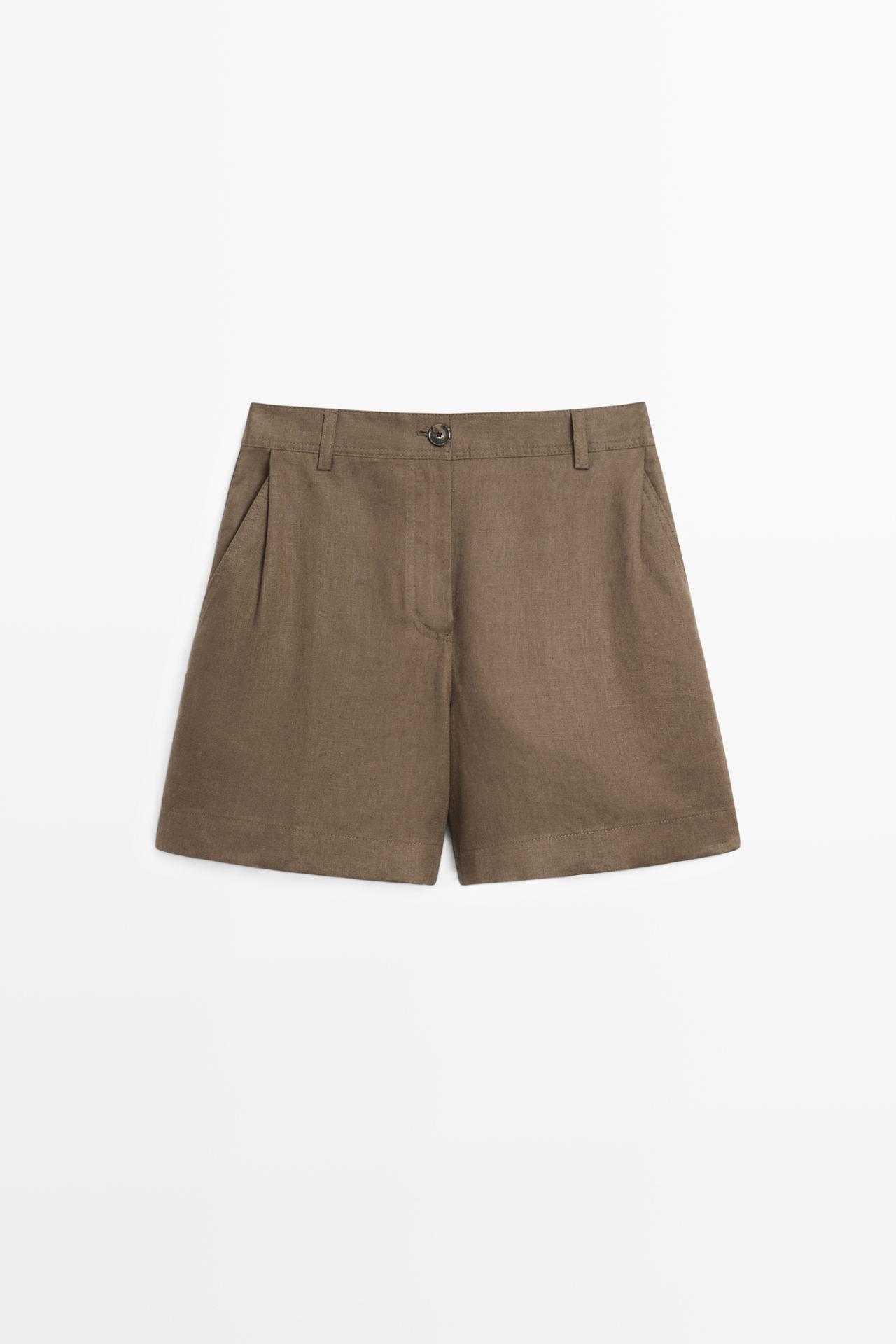 Pleated 100% linen shorts — MOSS