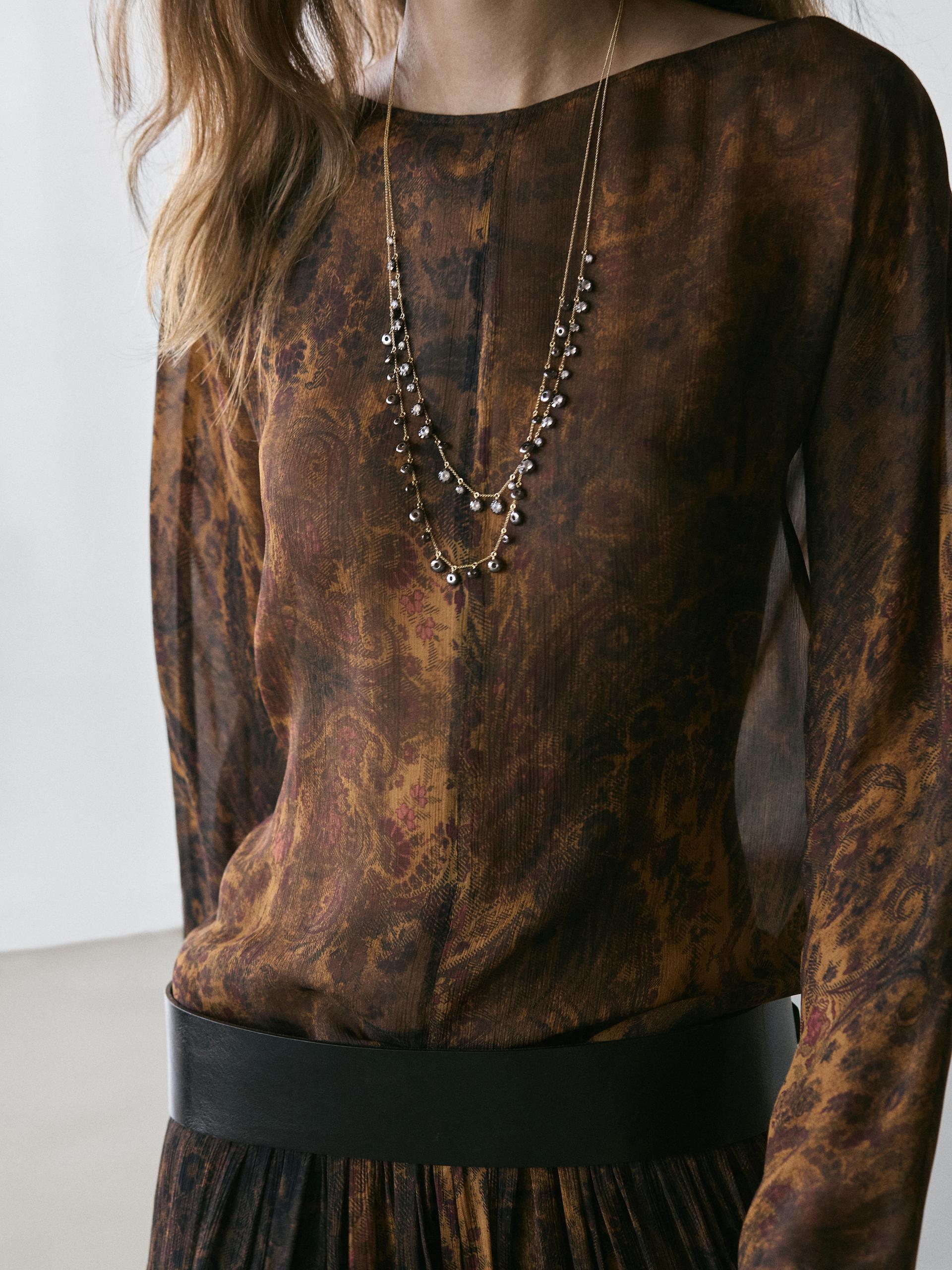 Collier Antique À Brillants - Doré - 01 - Massimo Dutti - Femme