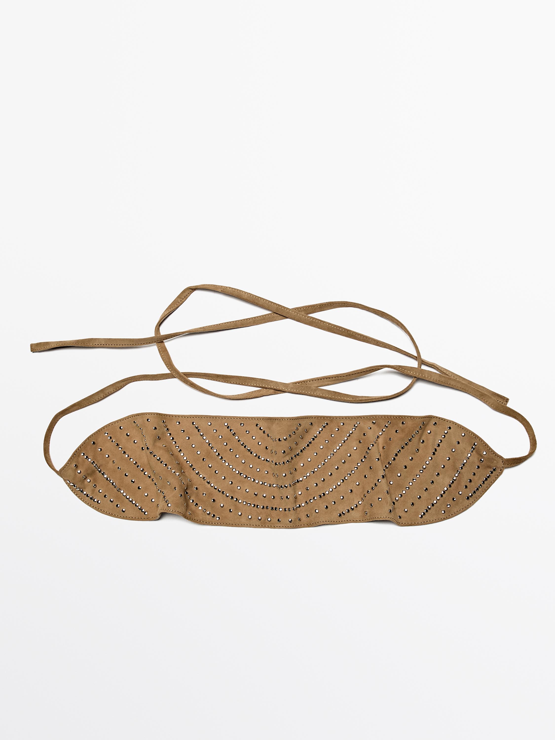 Cinturón fajín piel serraje tachas