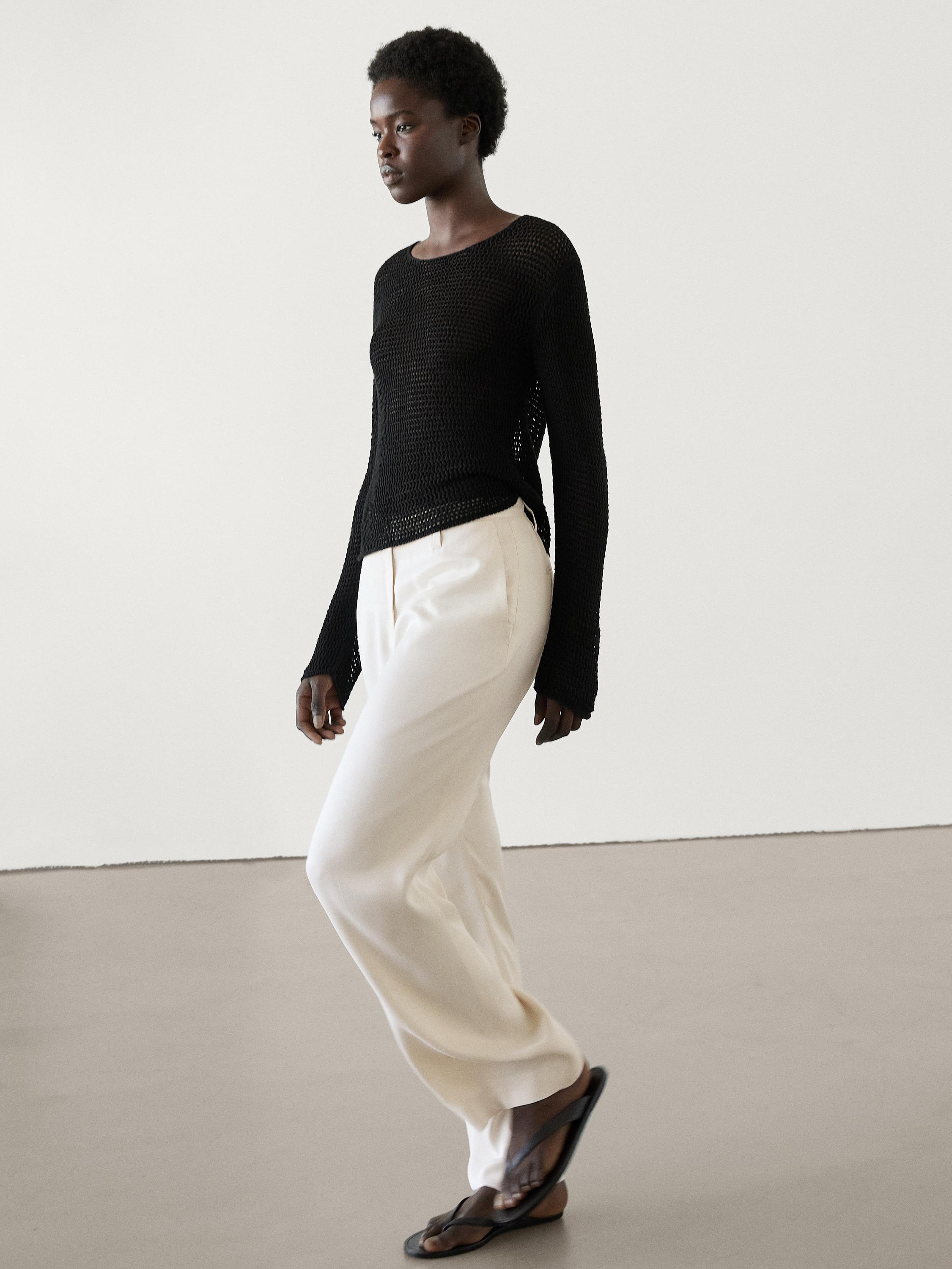 Pantalon wide leg satiné