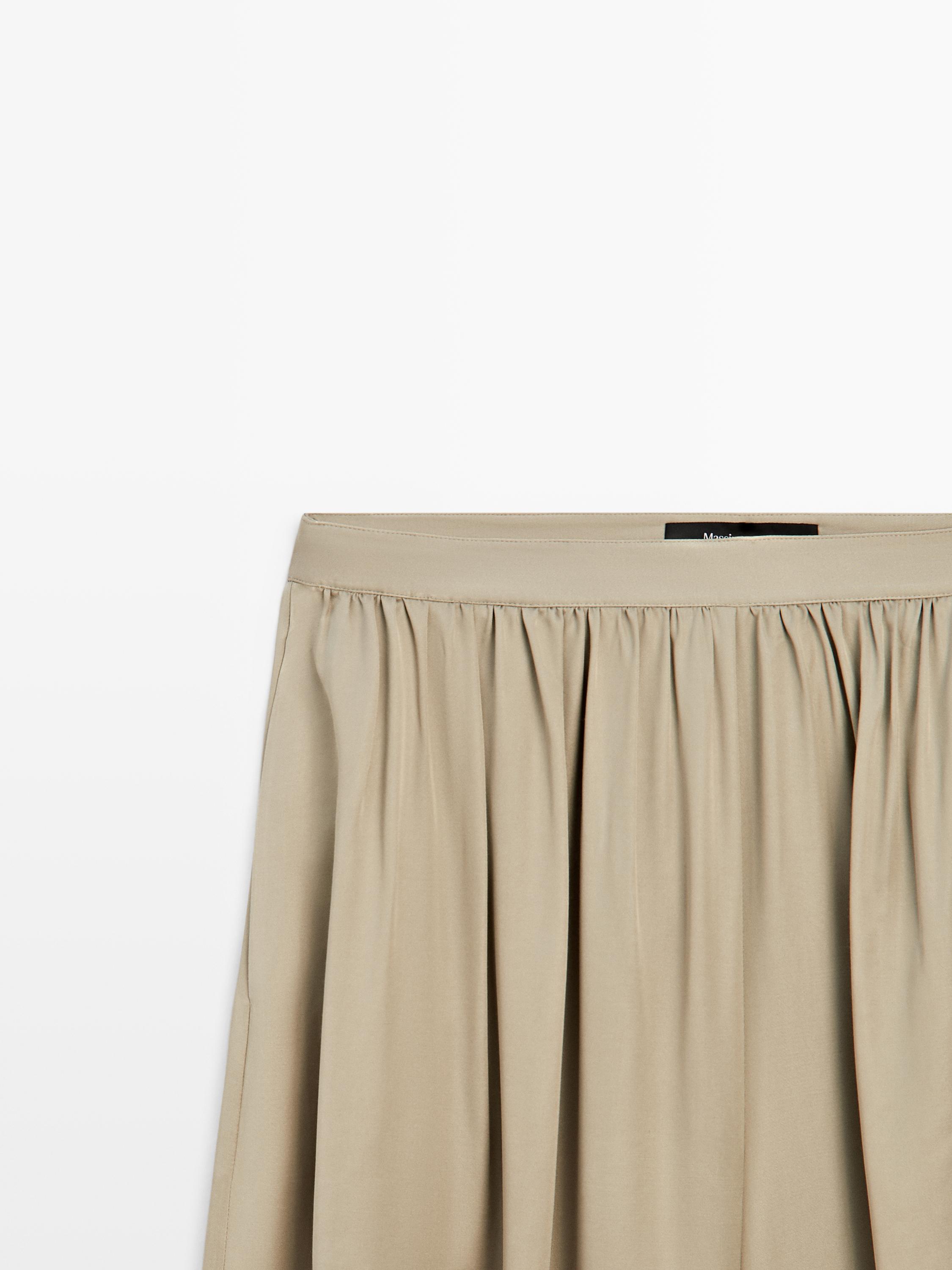 Balloon fit satin pants — BEIGE