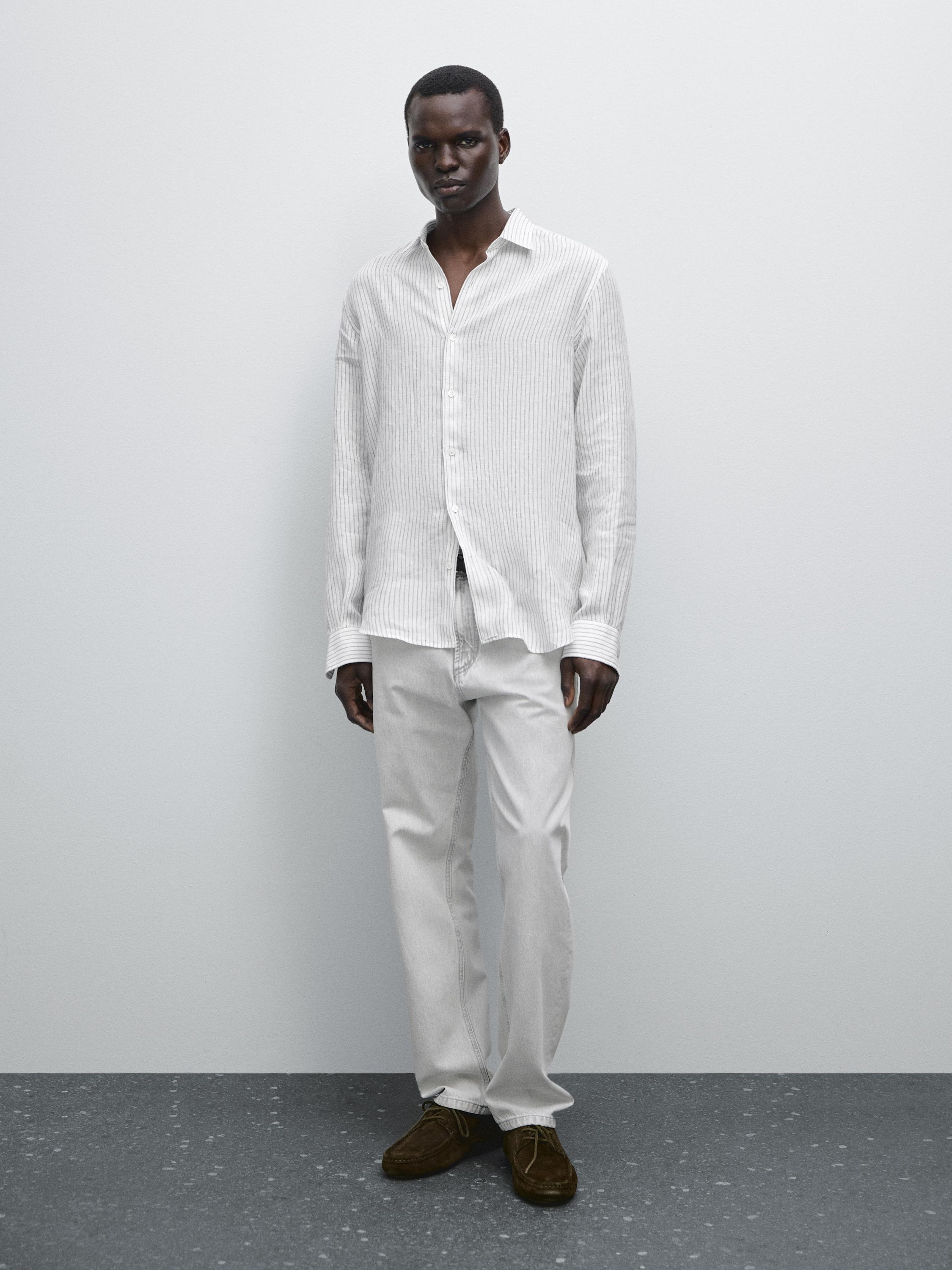 Striped slim fit linen shirt