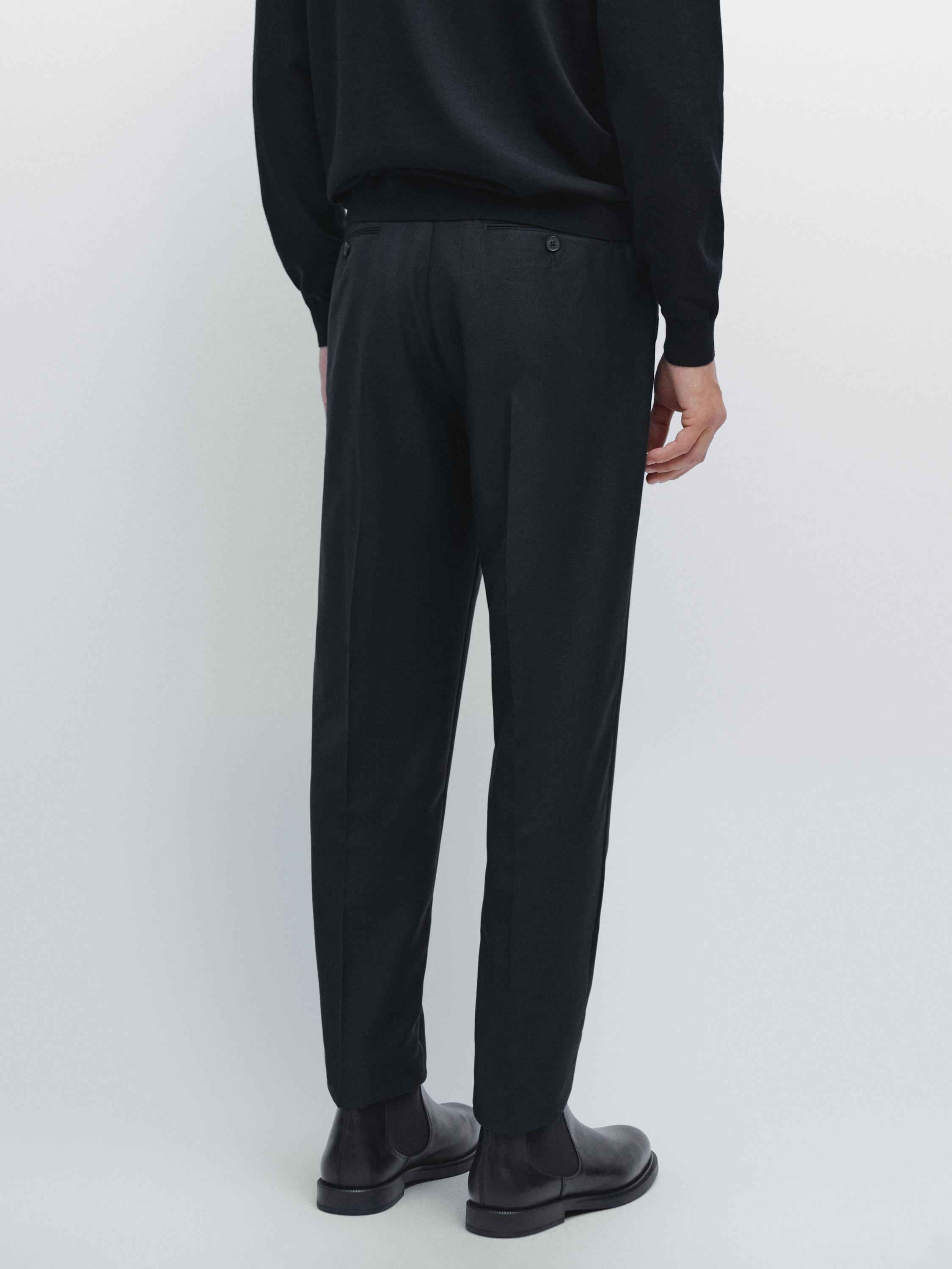 Micro textured weave suit trousers
