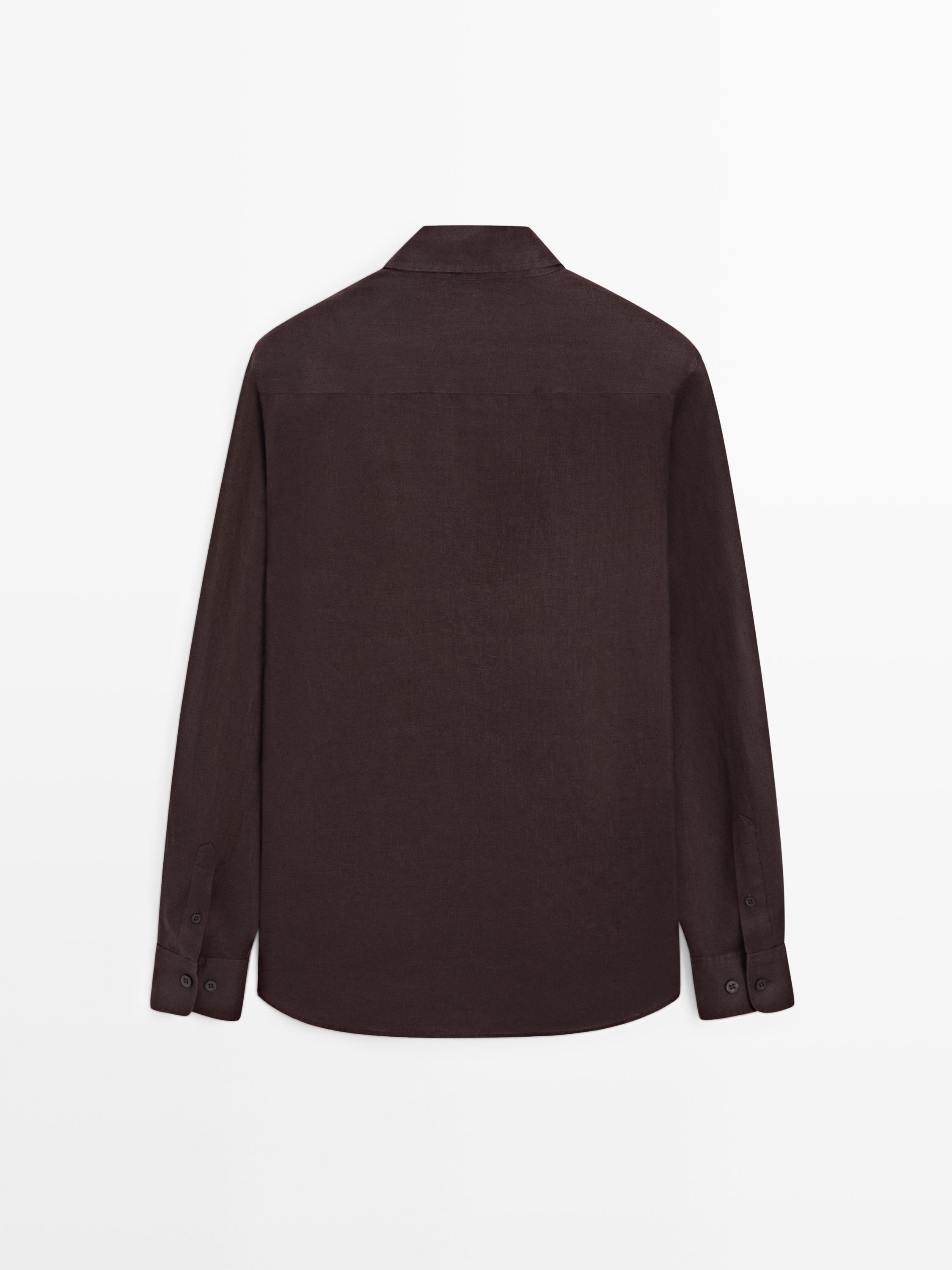 قميص كتان 100% بقصة ضيقة