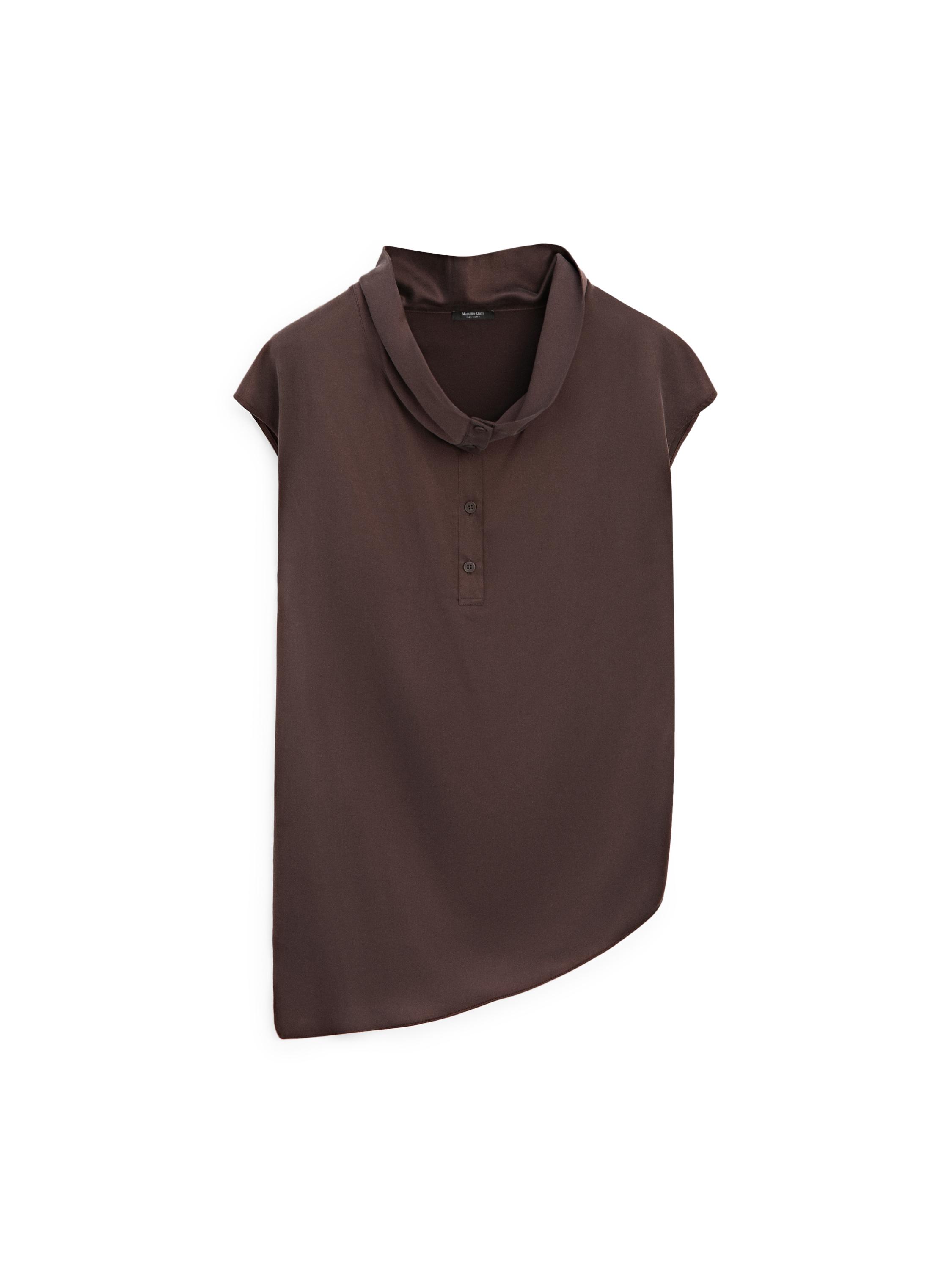 Asymmetric draped top — BROWN