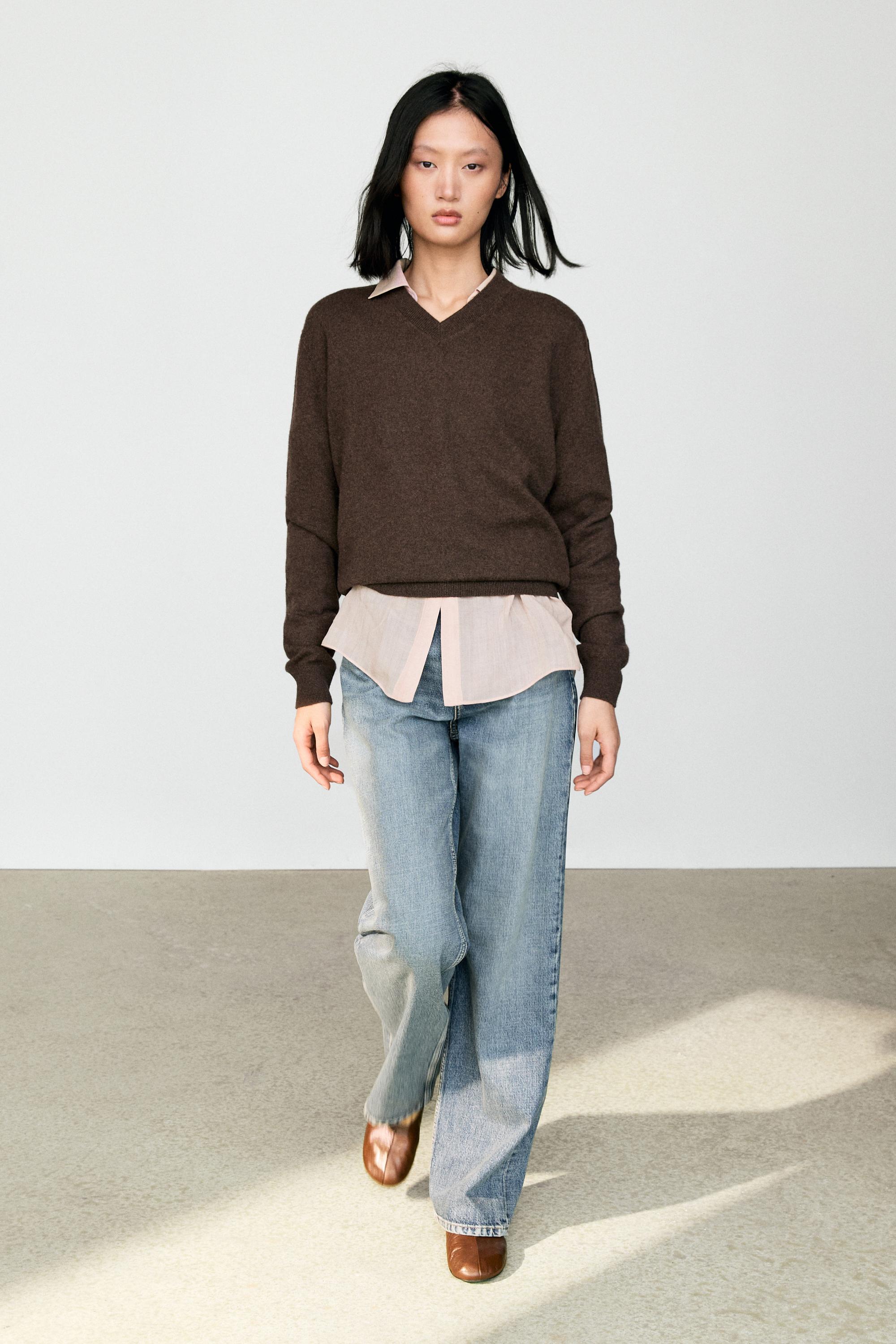 100% cashmere knit sweater — Tobacco brown