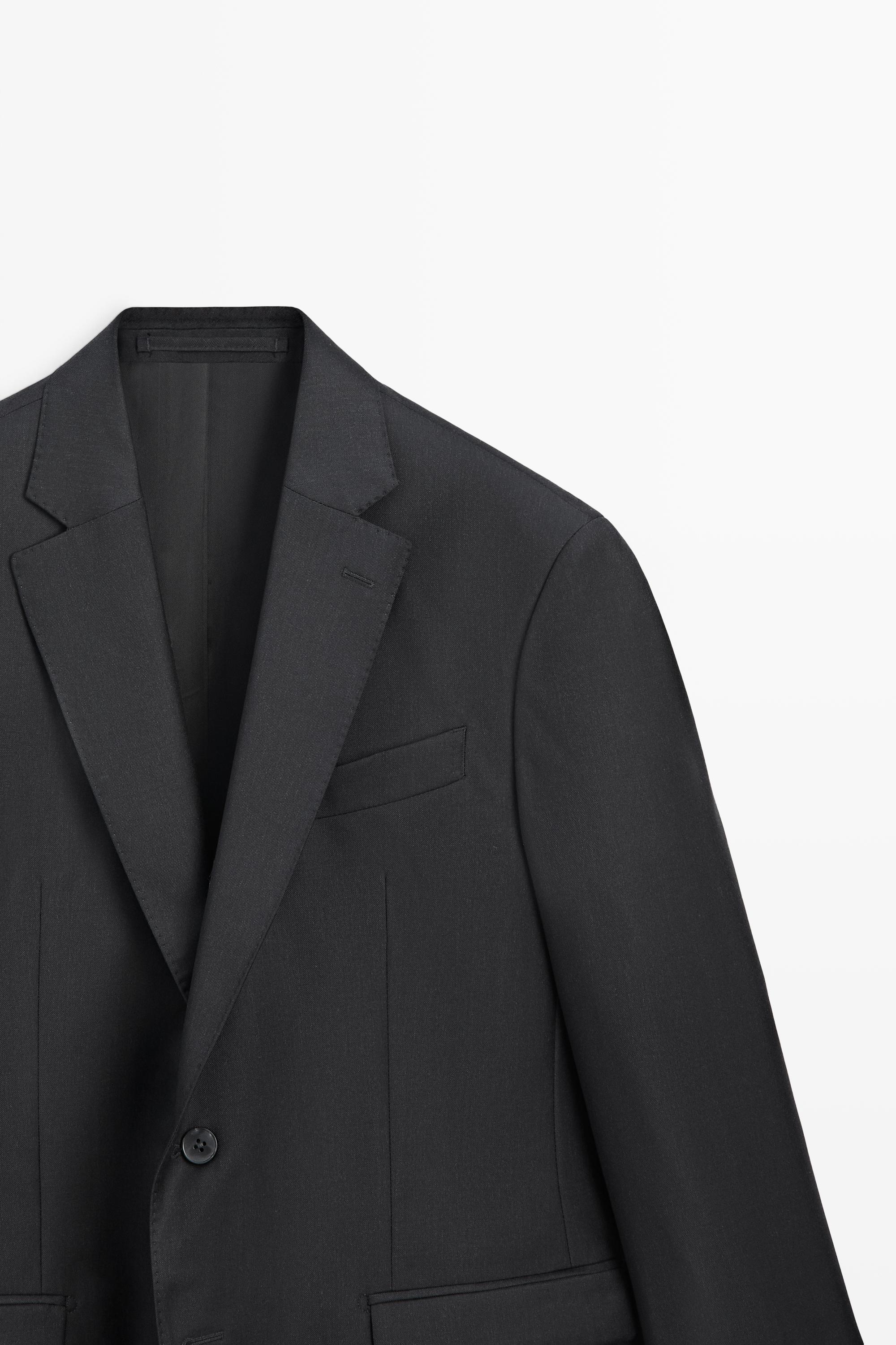 100% Wool Suit Blazer — CHARCOAL