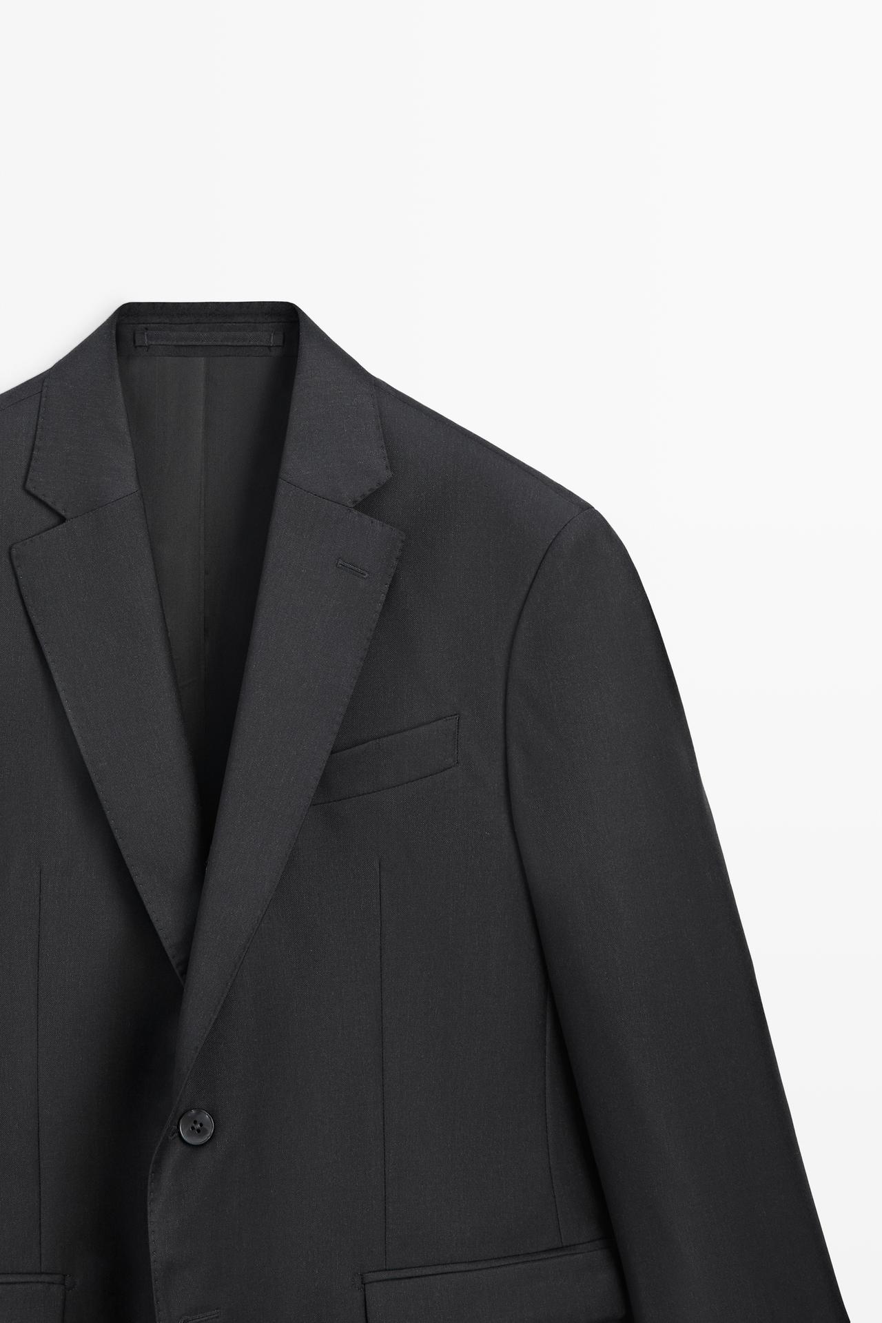 100% Wool Suit Blazer — CHARCOAL