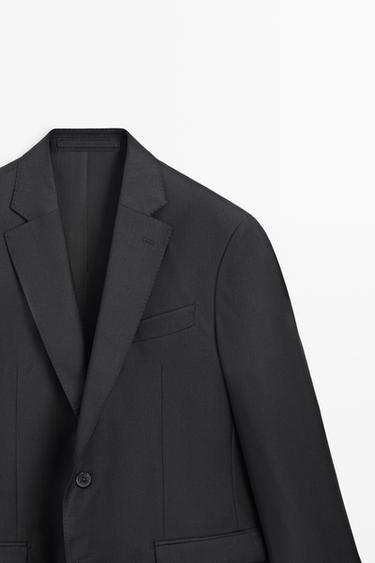100% Wool Suit Blazer — CHARCOAL 4