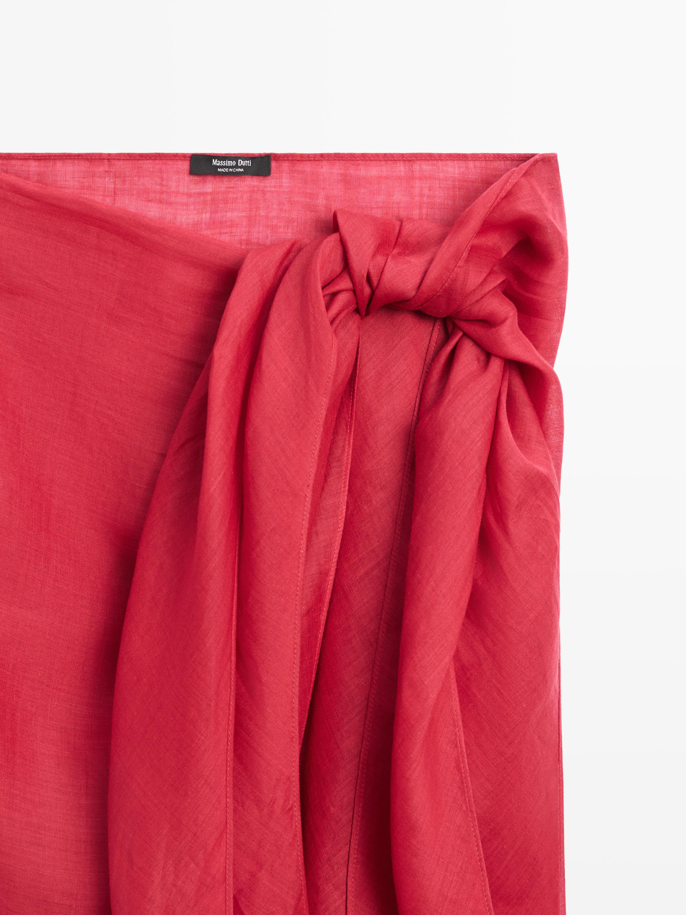 100% ramie pareo skirt — RED