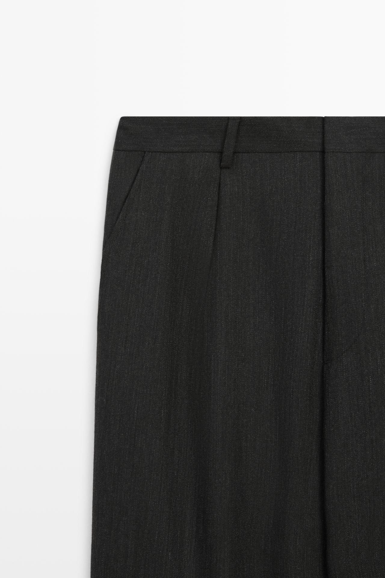 Relaxed fit wool trousers with flecked detail — CHARCOAL