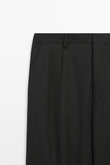 Relaxed fit wool trousers with flecked detail — CHARCOAL 4