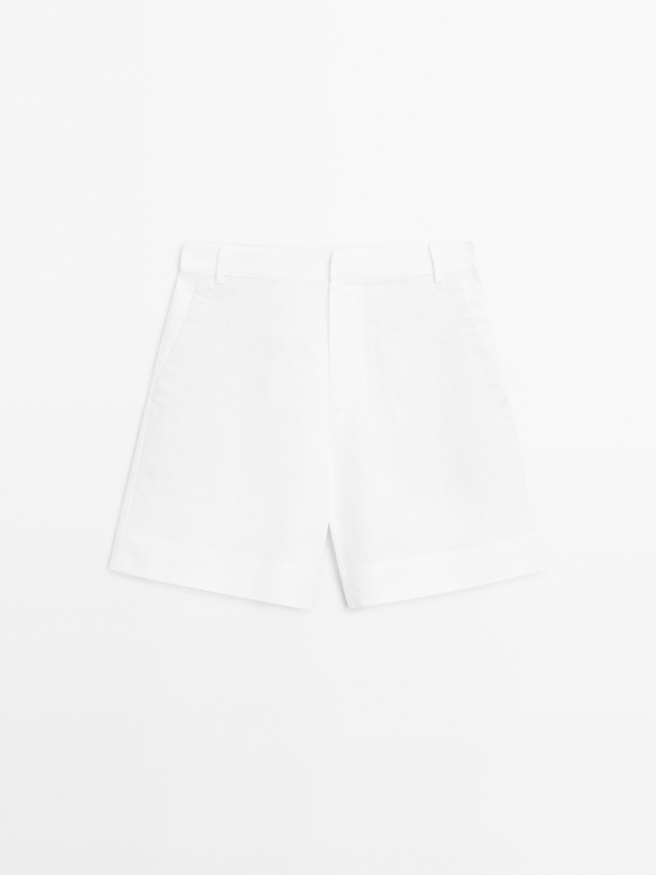 100% linen short Bermuda shorts