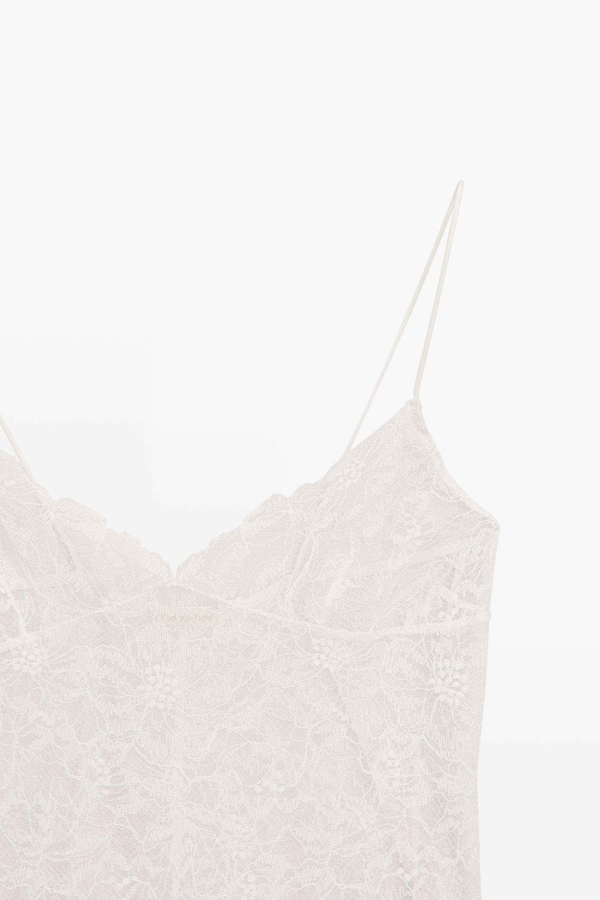 Strappy floral lace top — CREAM
