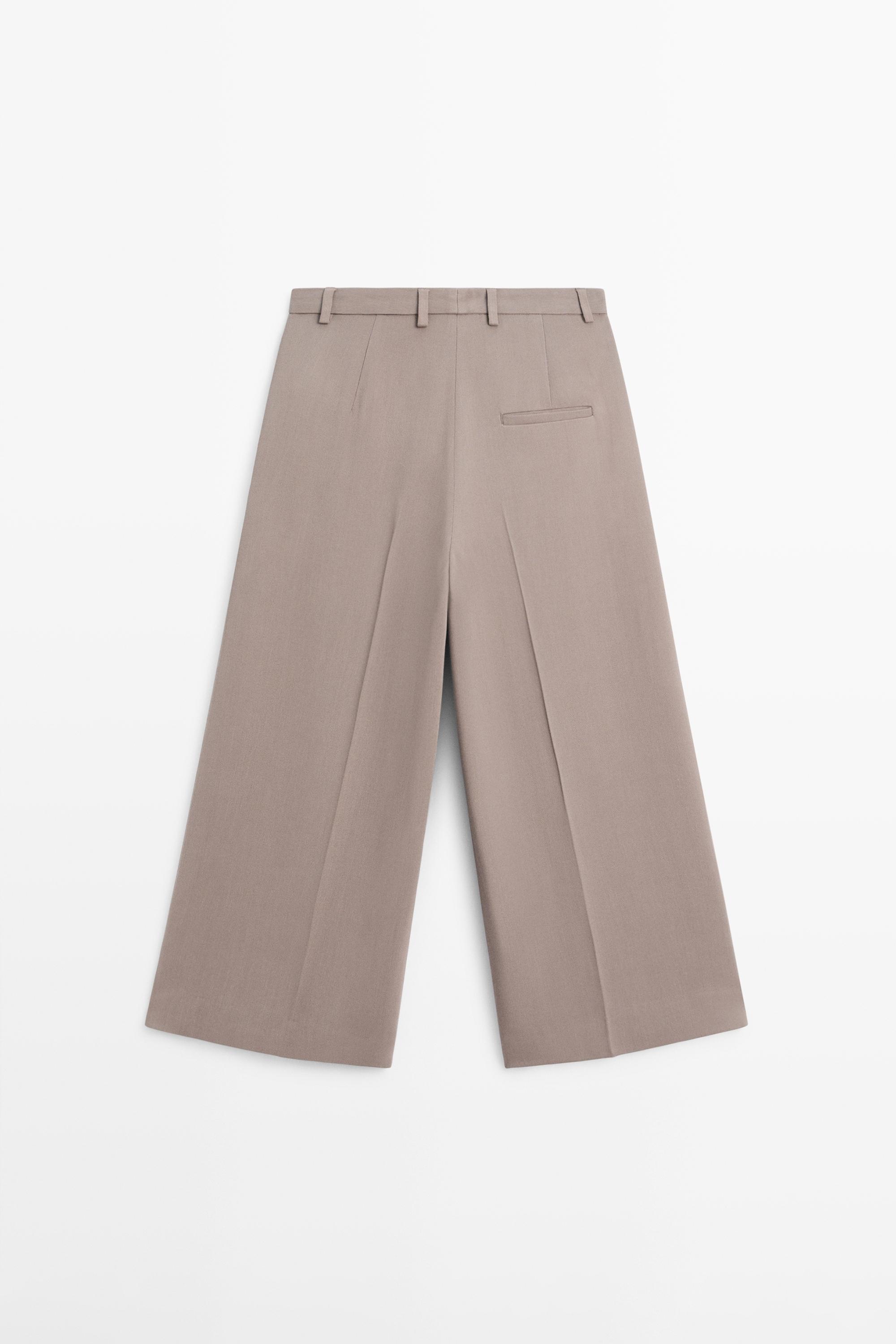 Flowing long wide-leg Bermuda shorts — MOLE BROWN