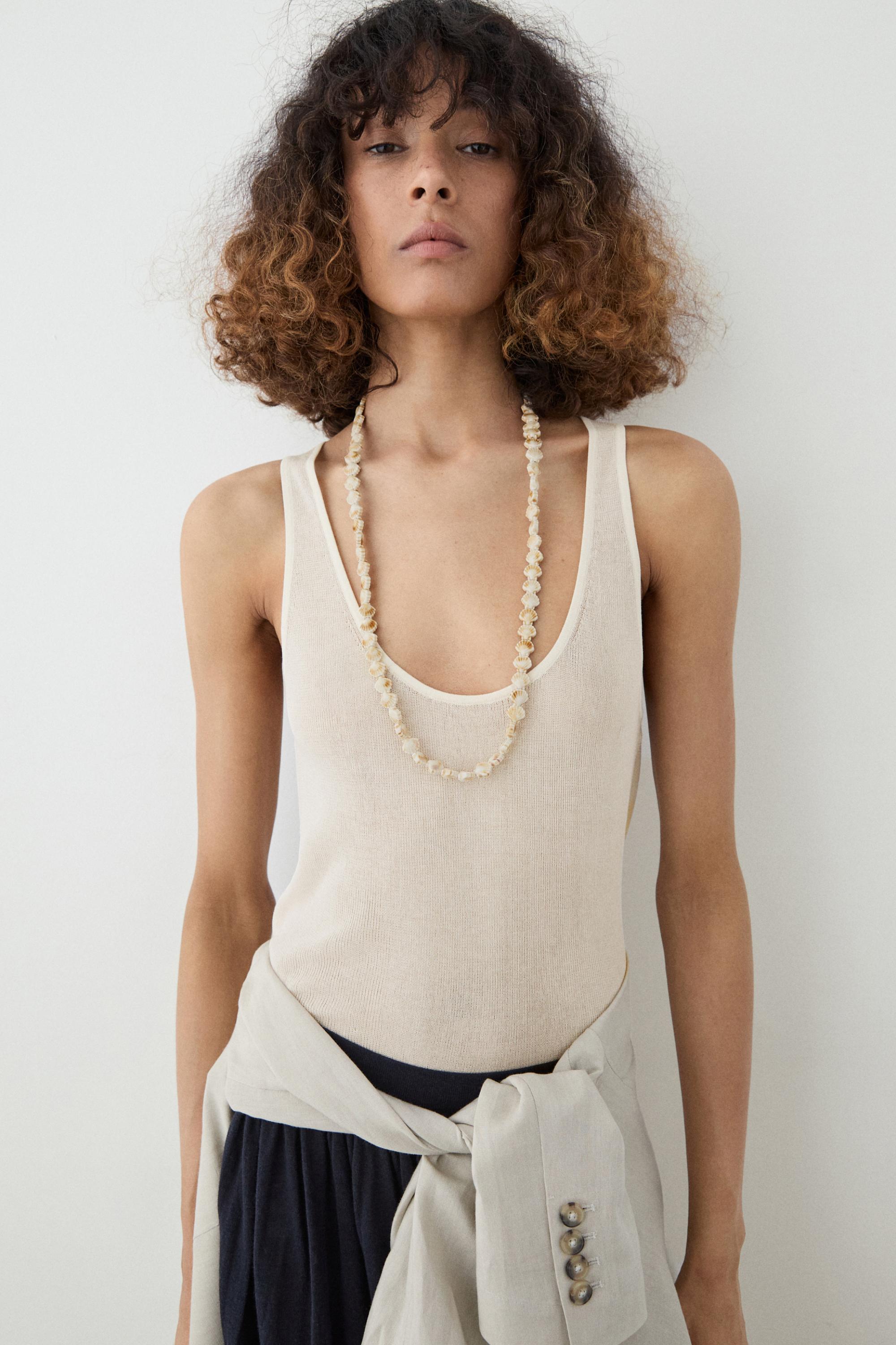 100% linen strappy top — Off white