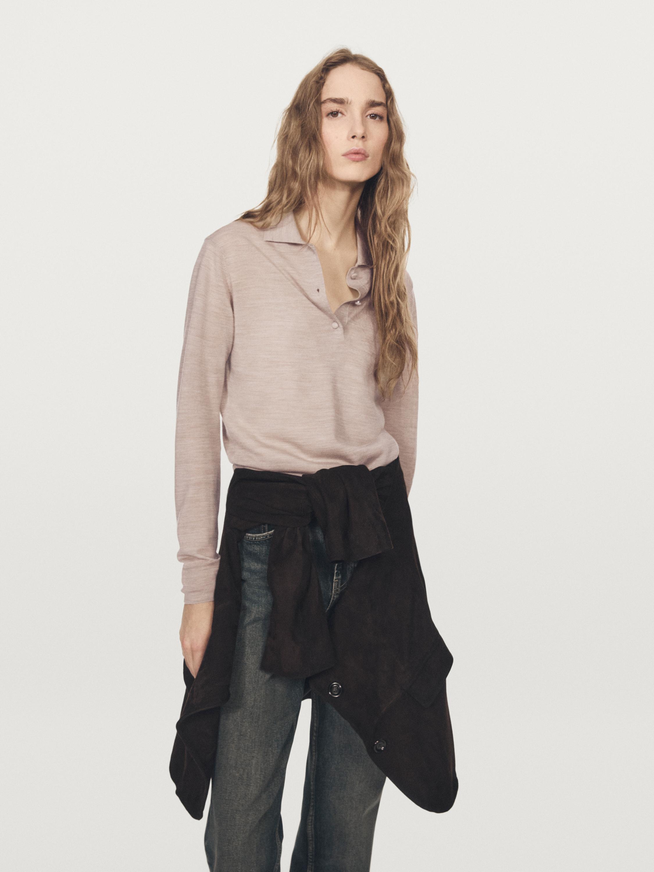 Трикотажный свитер поло из 100% шерсти