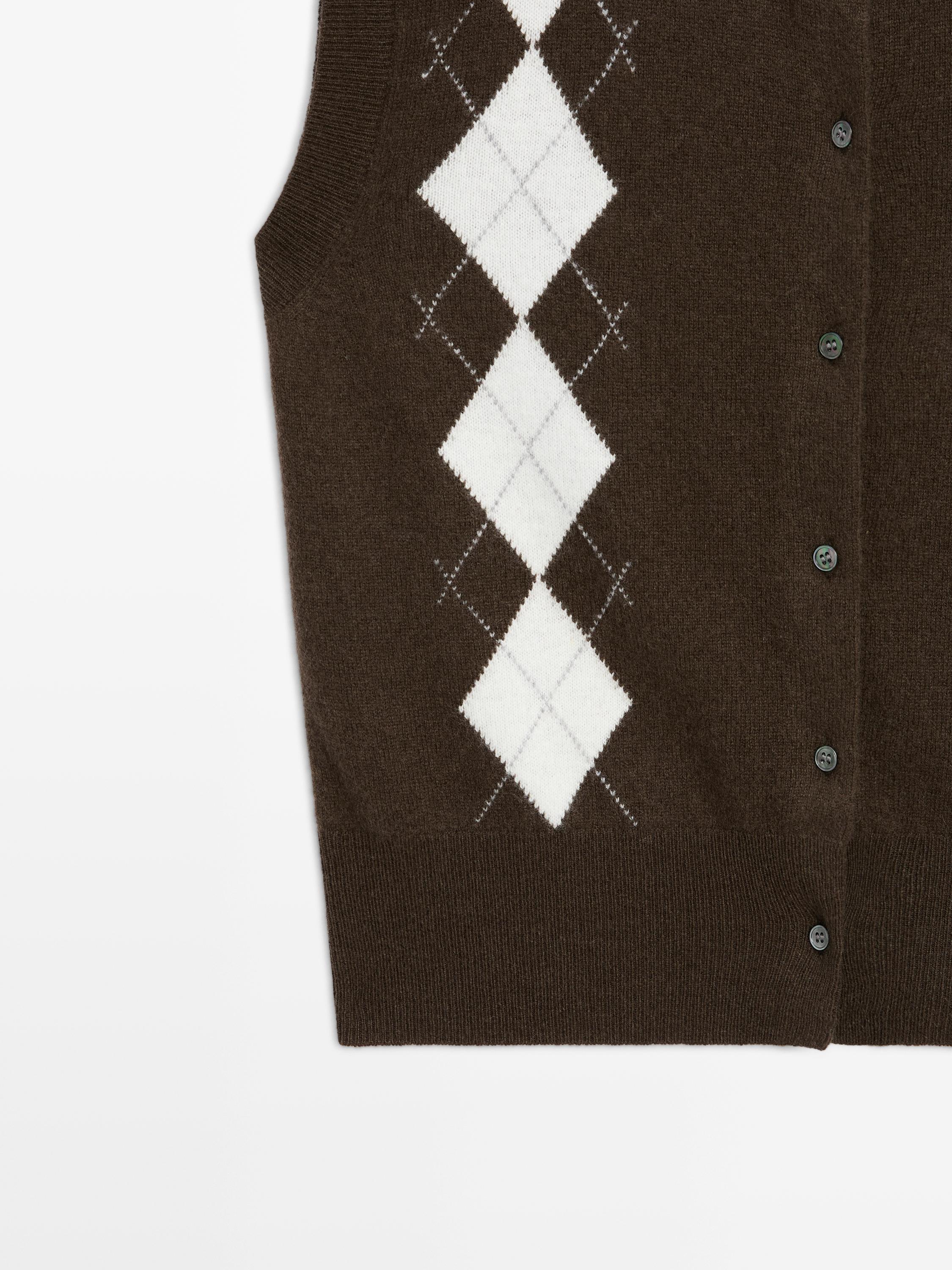Strikket cardigan-vest med diamantdetalje