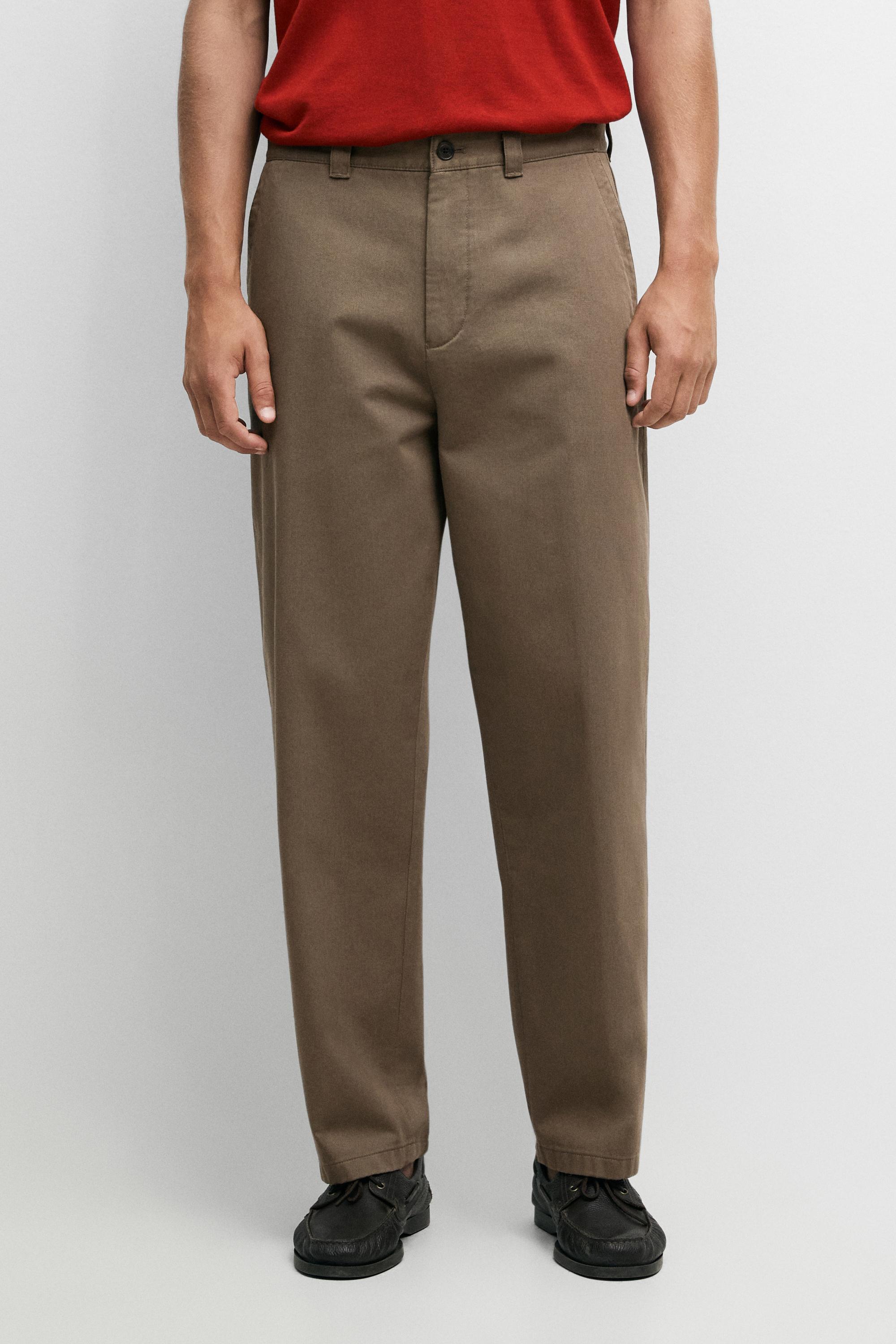 Relaxed fit cotton trousers — MINK