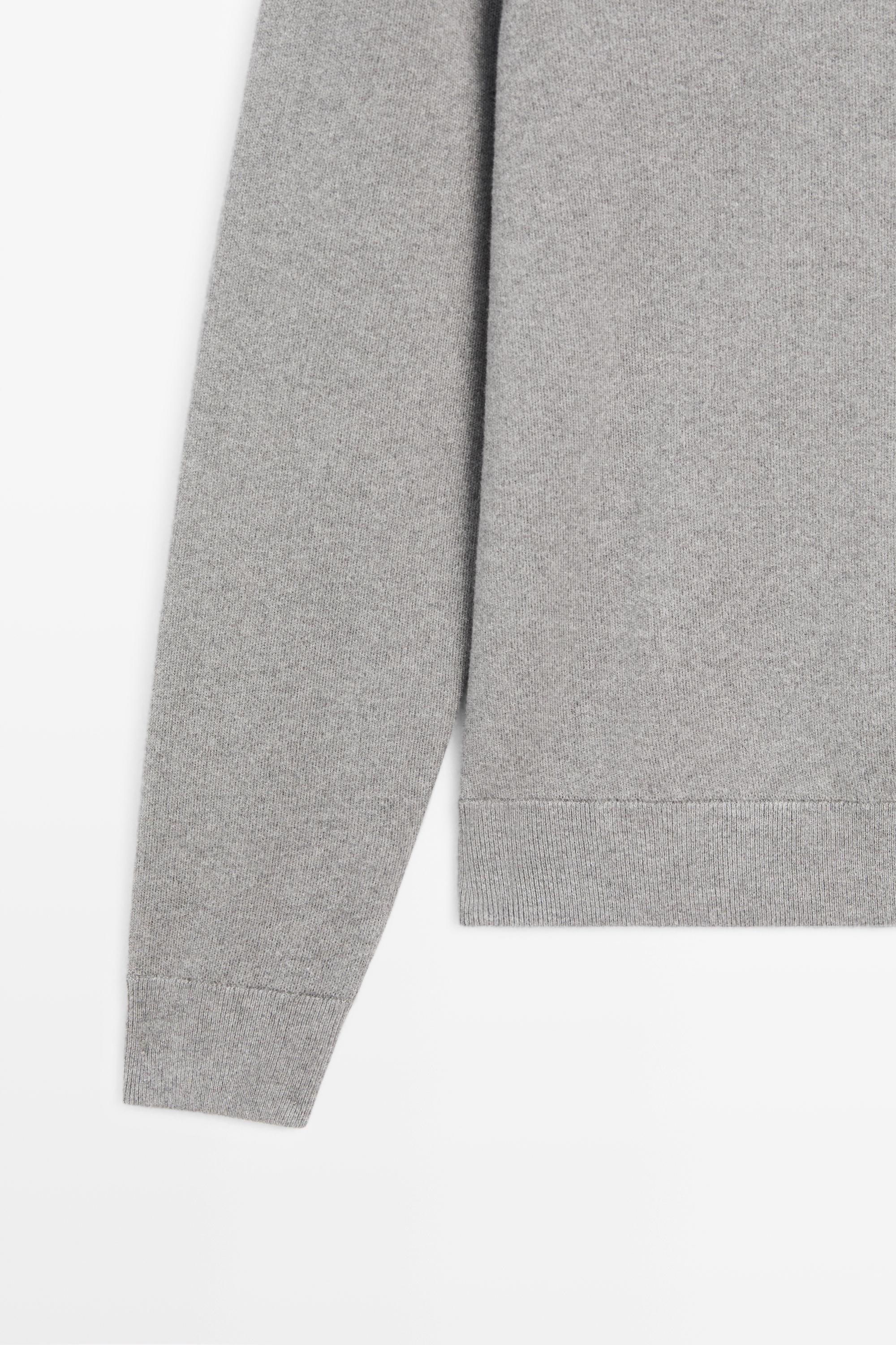 100% cotton zip-up knit cardigan — Medium Grey