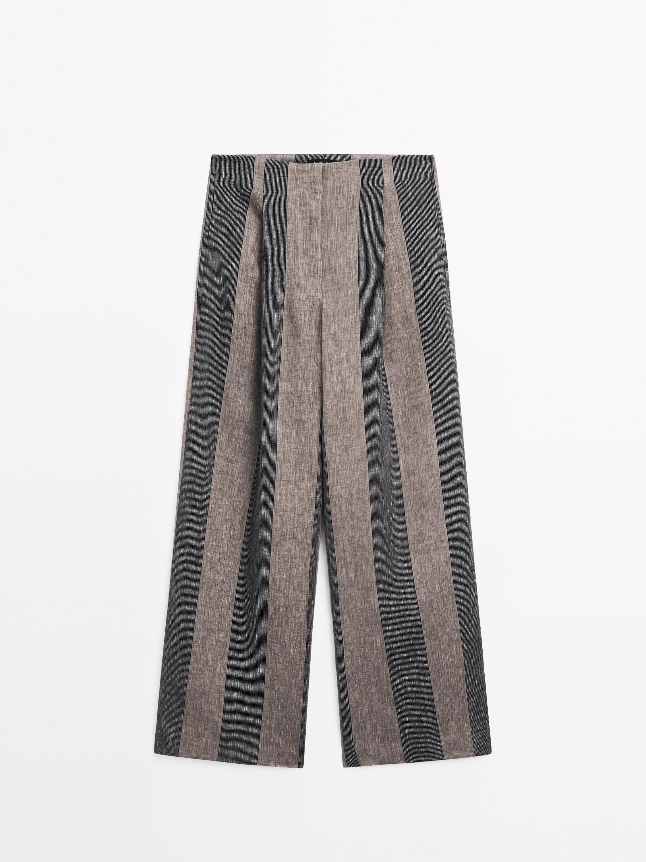 Pantalón palazzo raya combinada