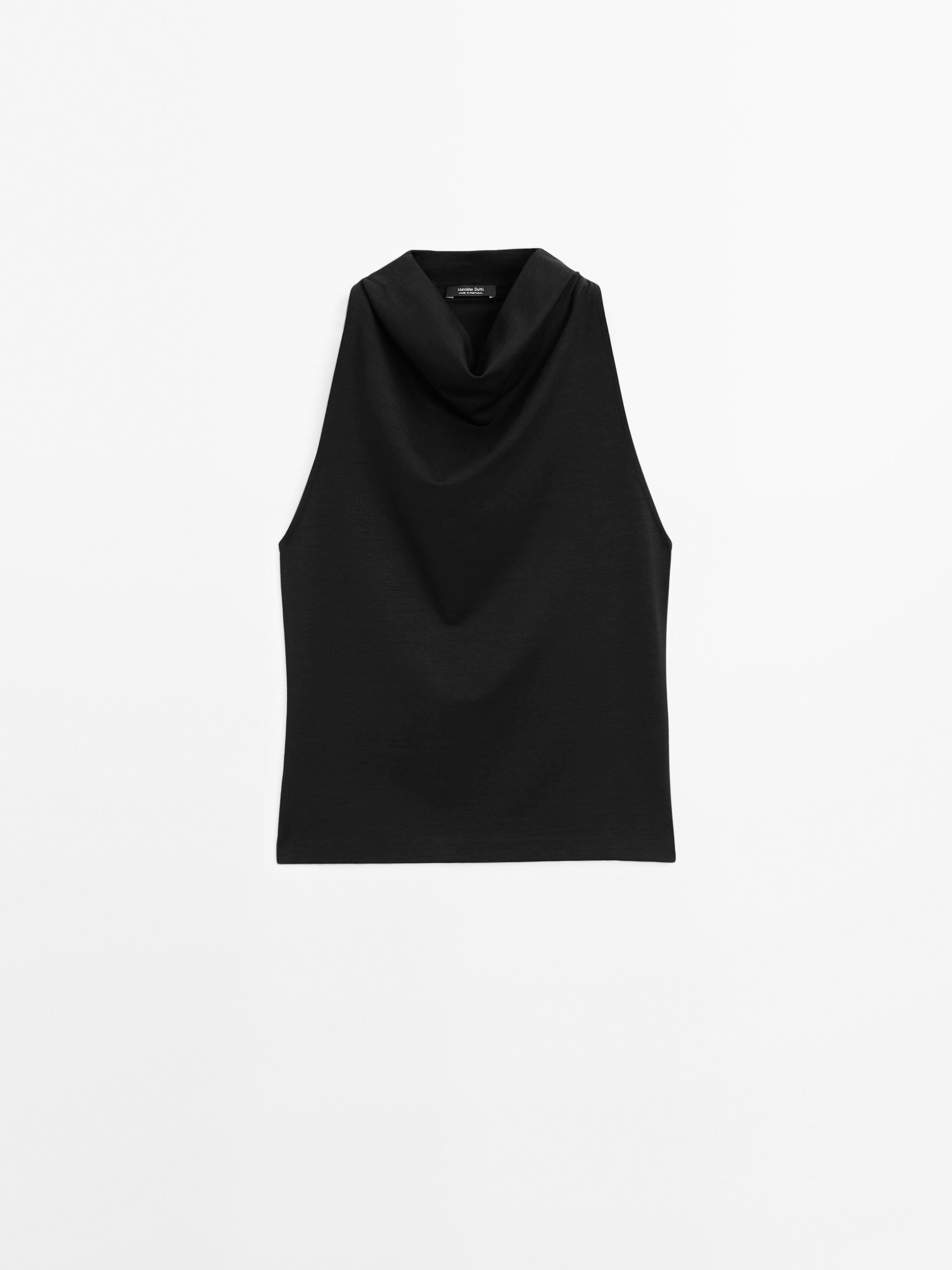 Funnel neck top with draped detail