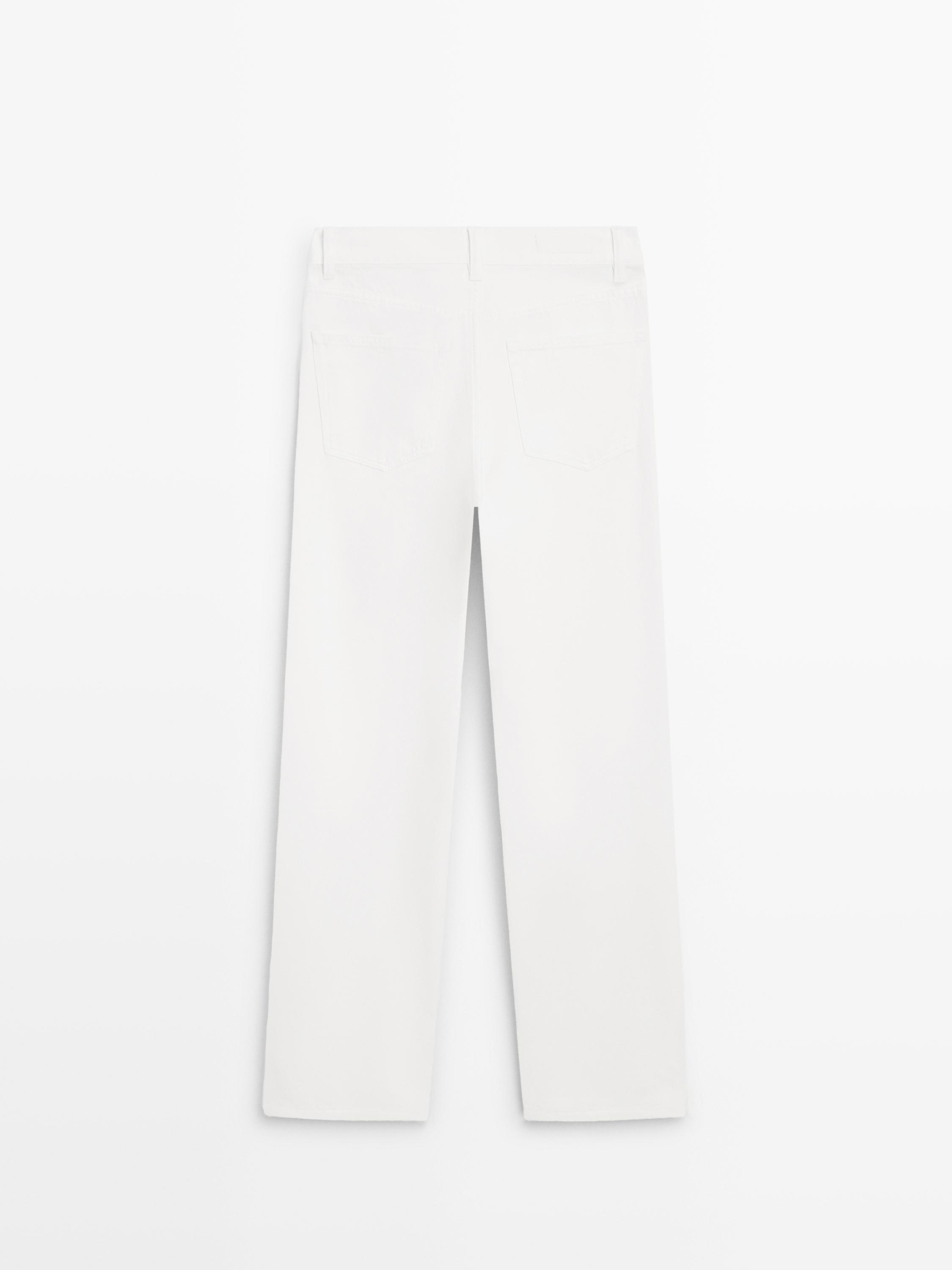 Straight-leg high-waist jeans — Off white