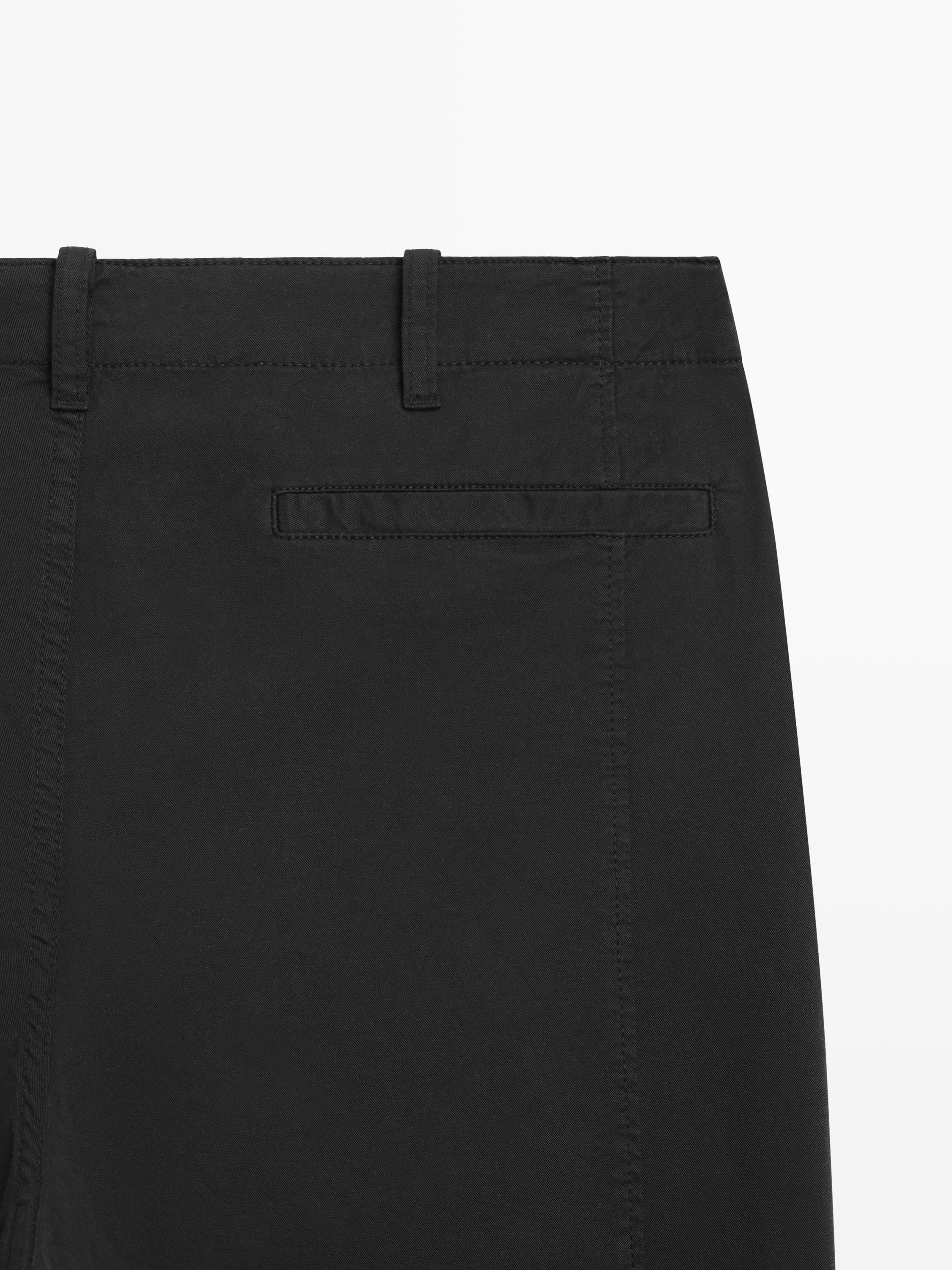 Cotton blend barrel fit trousers — BLACK