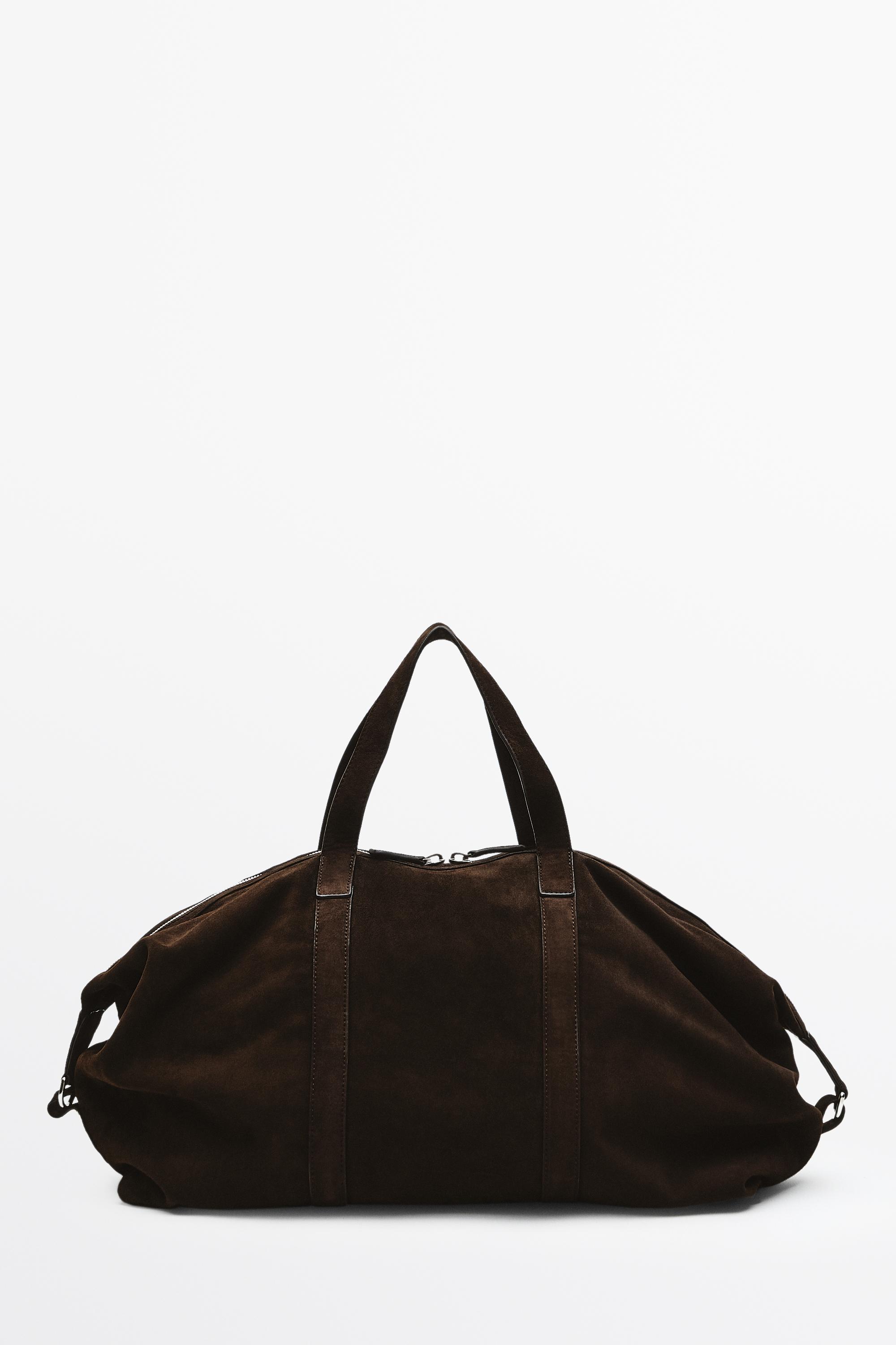 Split suede leather sport bag — Chocolate