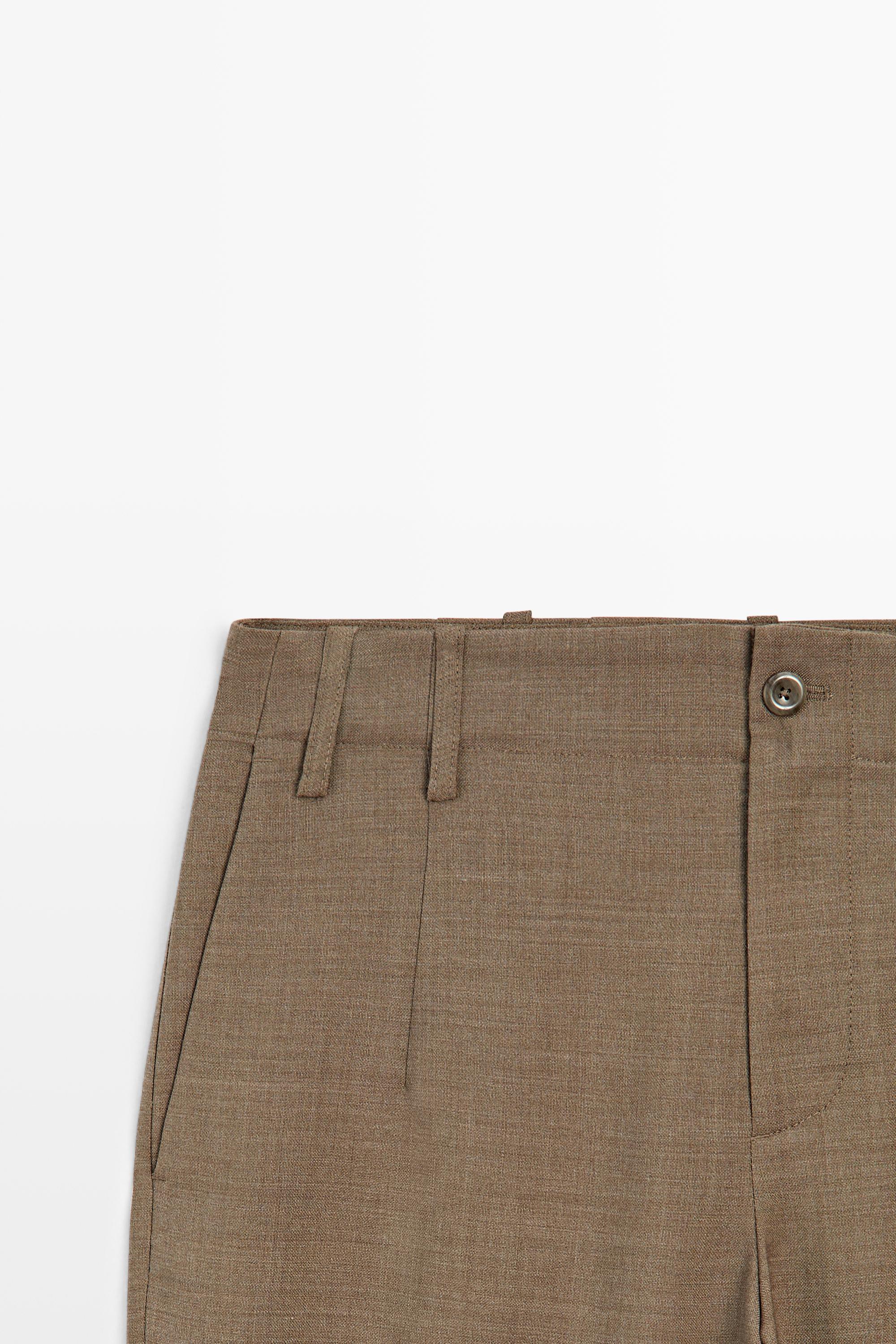 100% Wool Melange Suit Pants — CAMEL