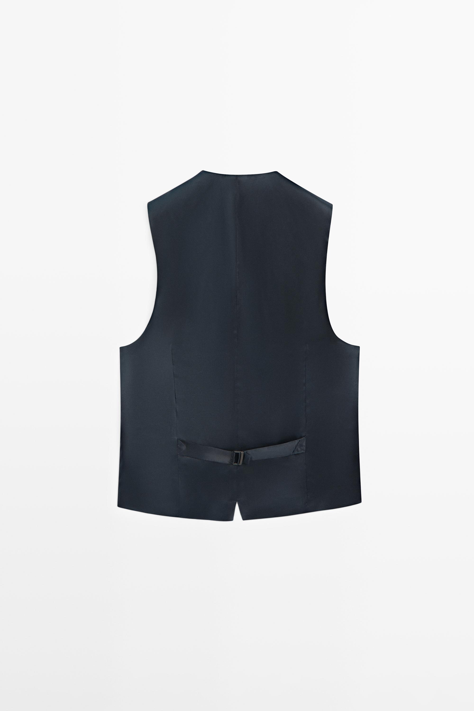 Cool wool suit waistcoat — NAVY BLUE