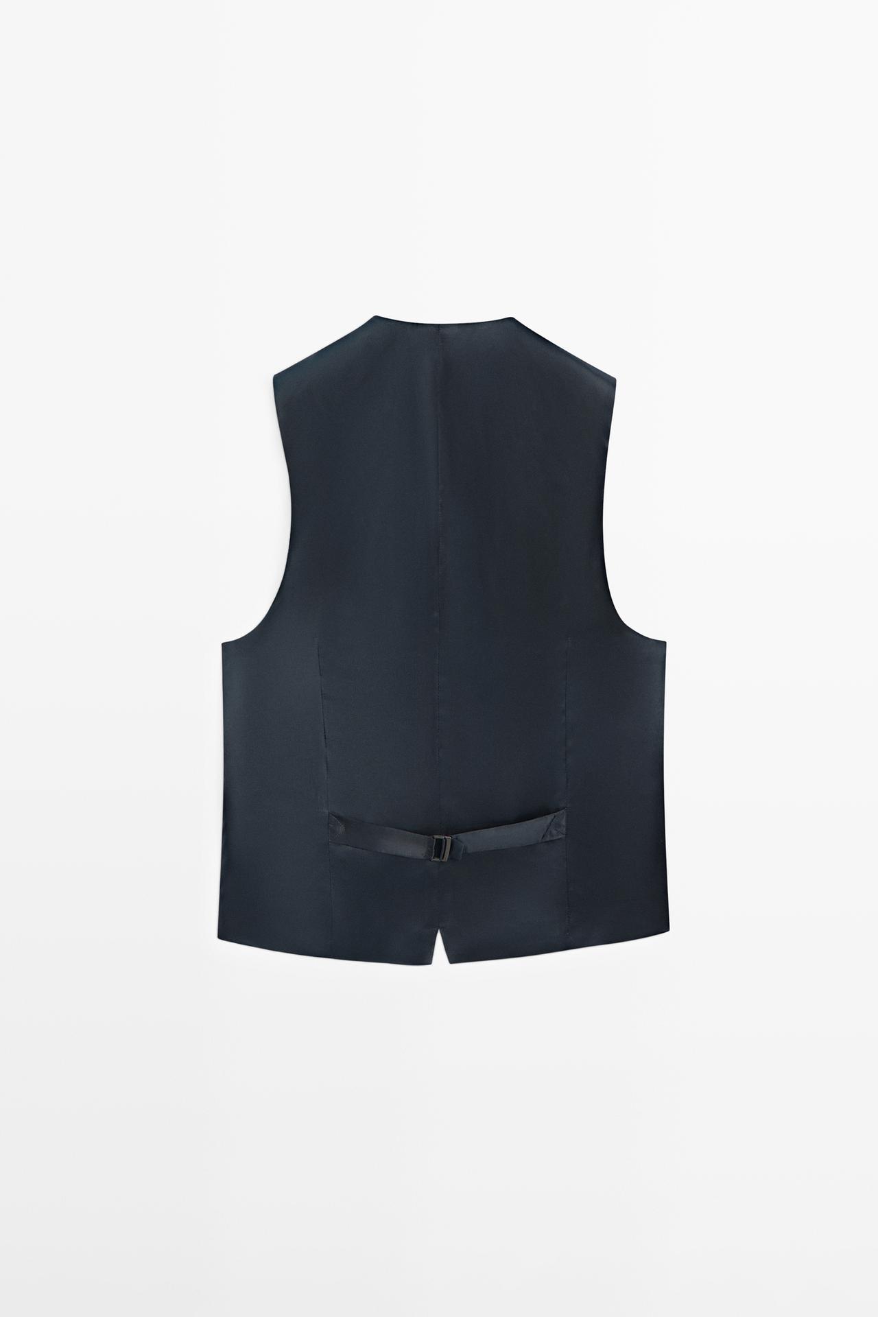 Cool wool suit waistcoat — NAVY BLUE