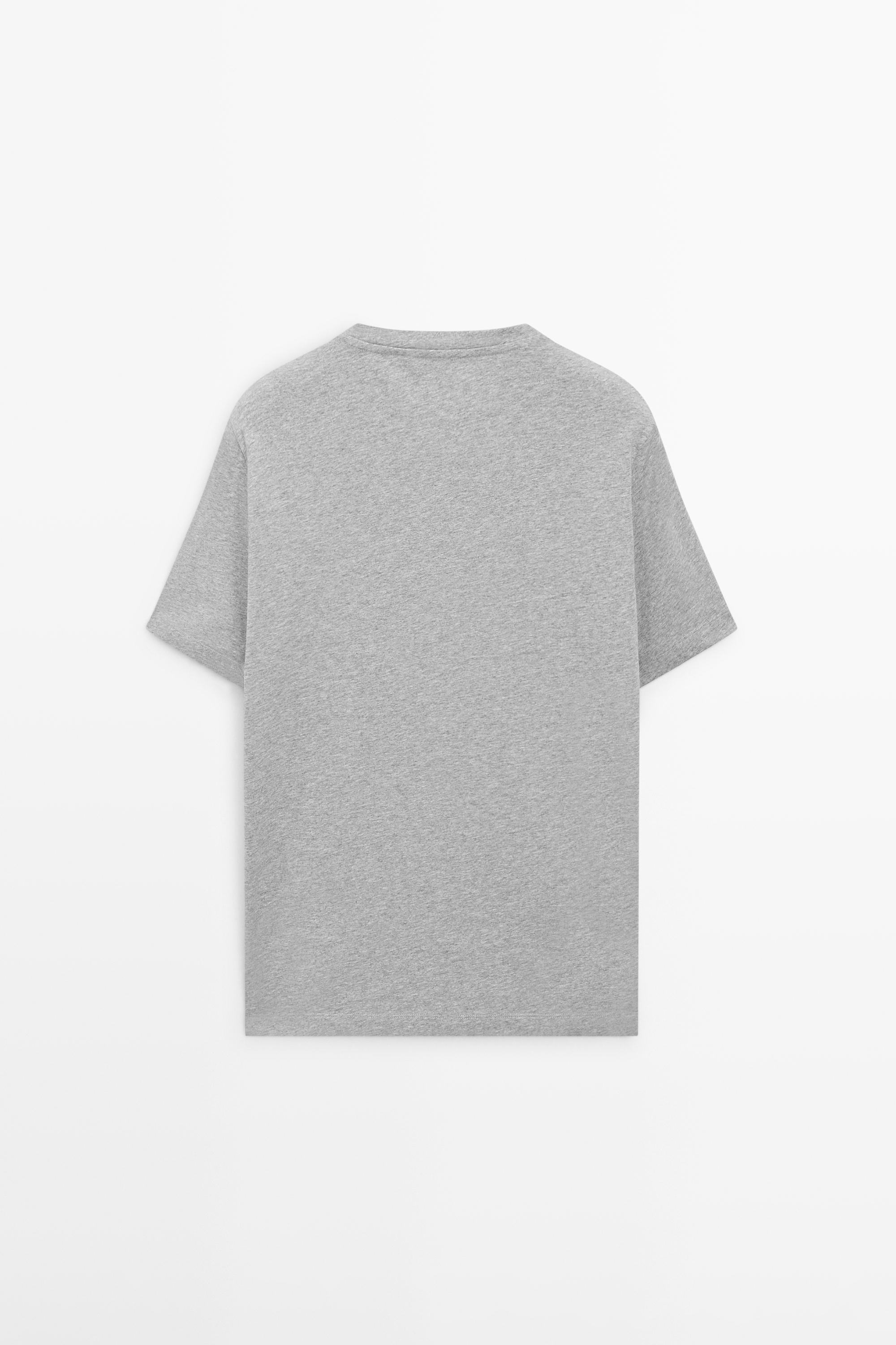 100% cotton V-neck T-shirt — GREY MARL