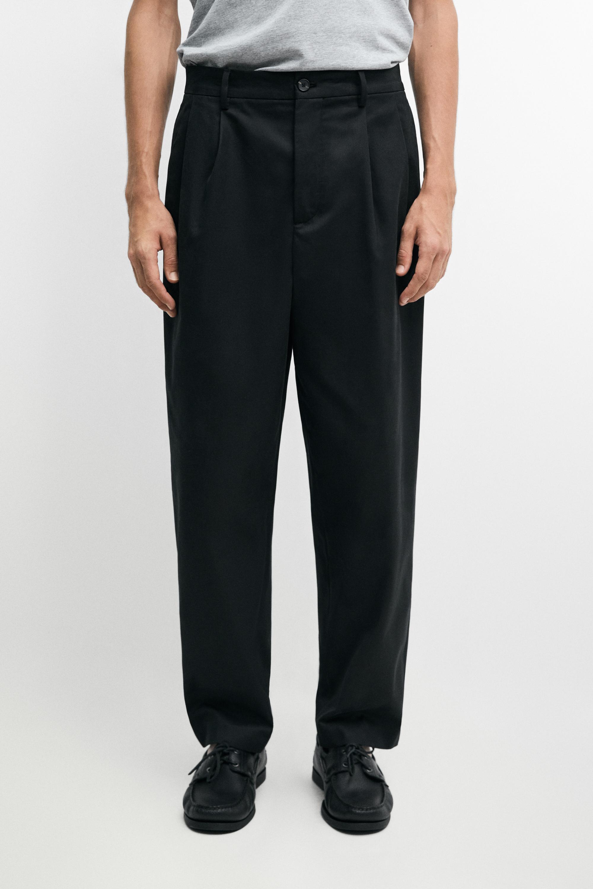 100% cotton pants with double pleats