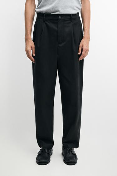 100% cotton pants with double pleats — BLACK 3