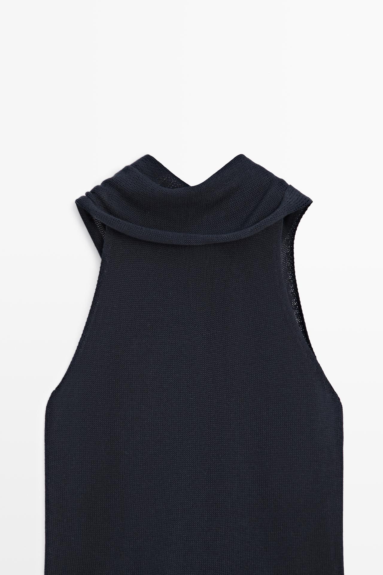 Flowing halter top with tie — NAVY BLUE