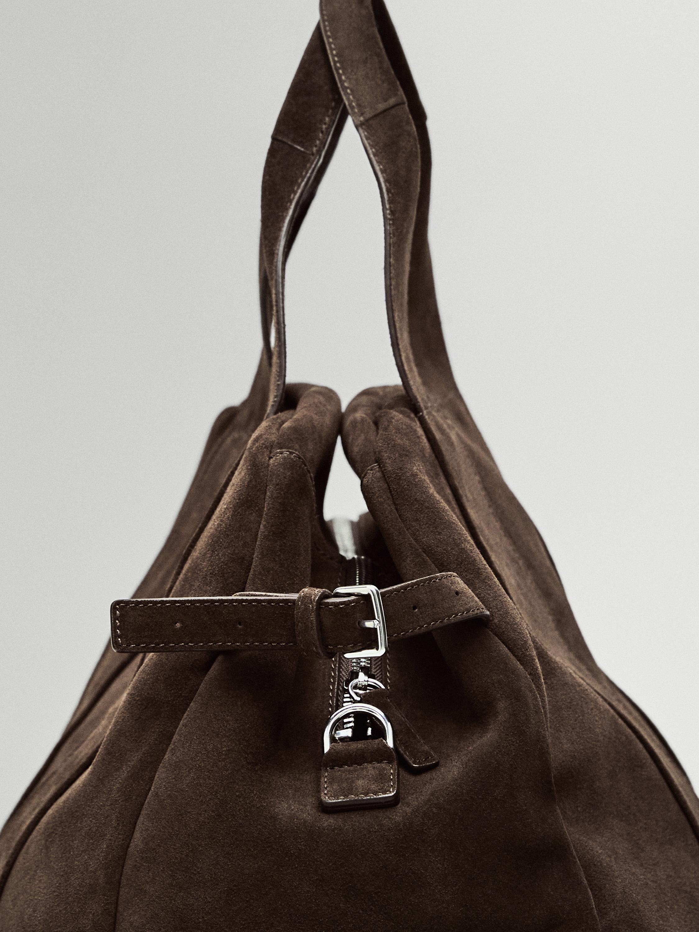 Suede leather travel bag — MOLE BROWN