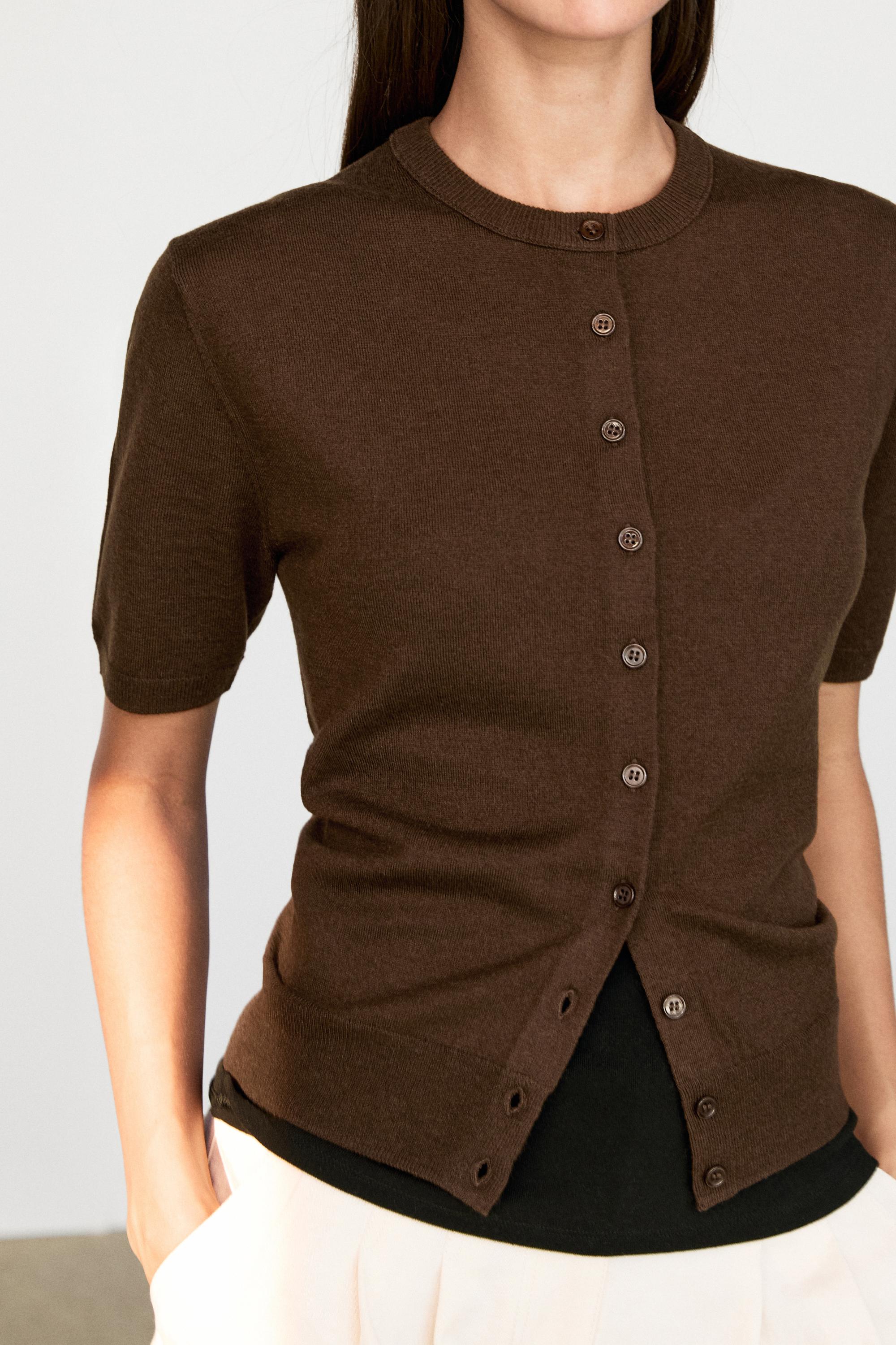 Short sleeve cardigan — BROWN